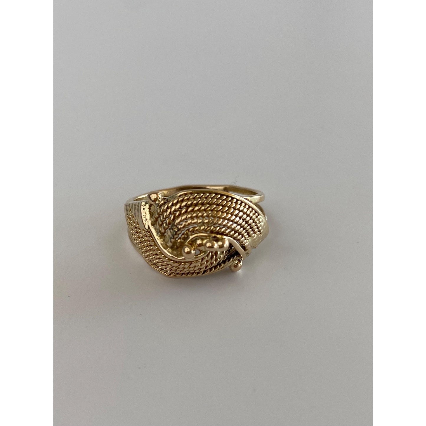 Vintage Solid 18k Yellow Gold Woven Twist Ring Band - Size 7.75