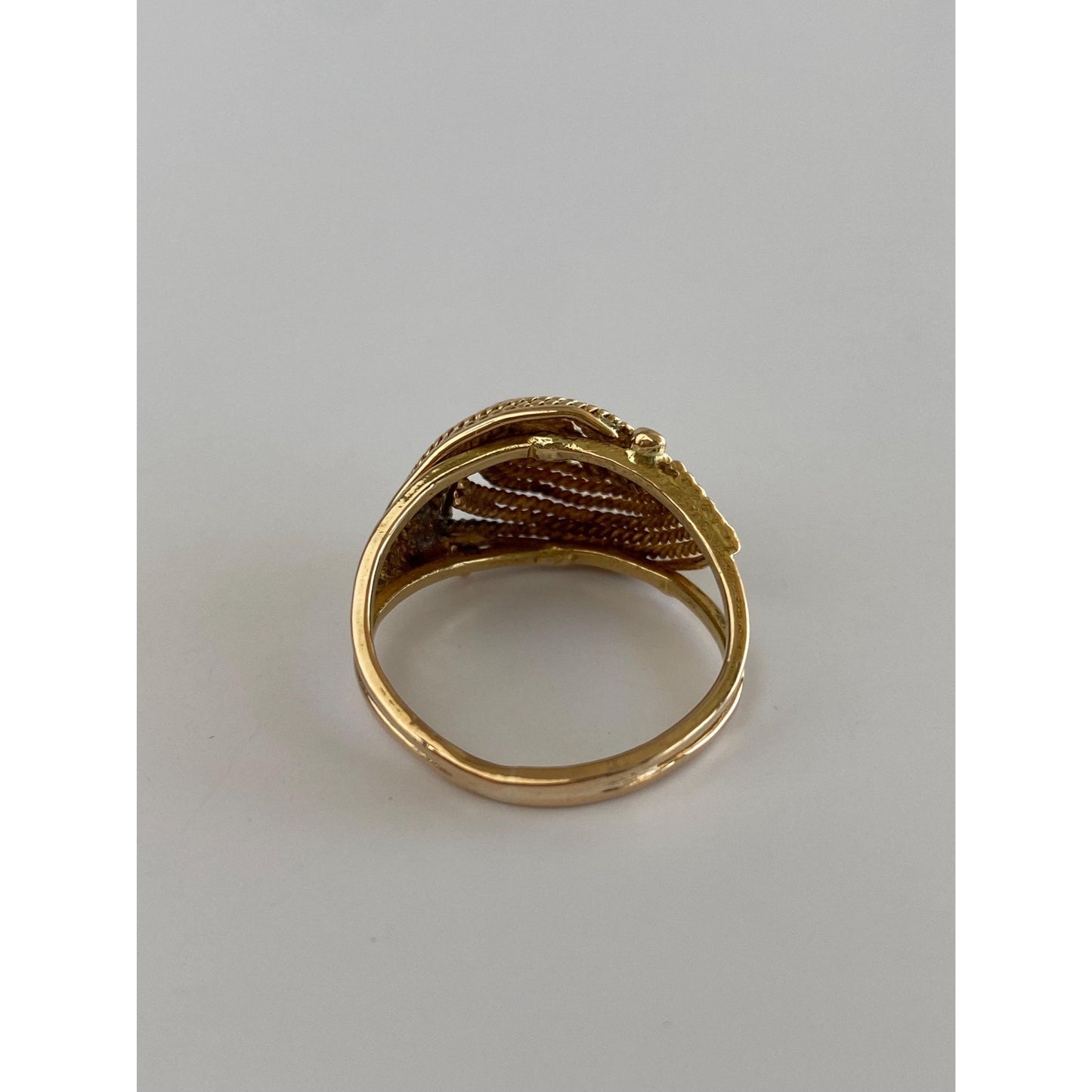 Vintage Solid 18k Yellow Gold Woven Twist Ring Band - Size 7.75