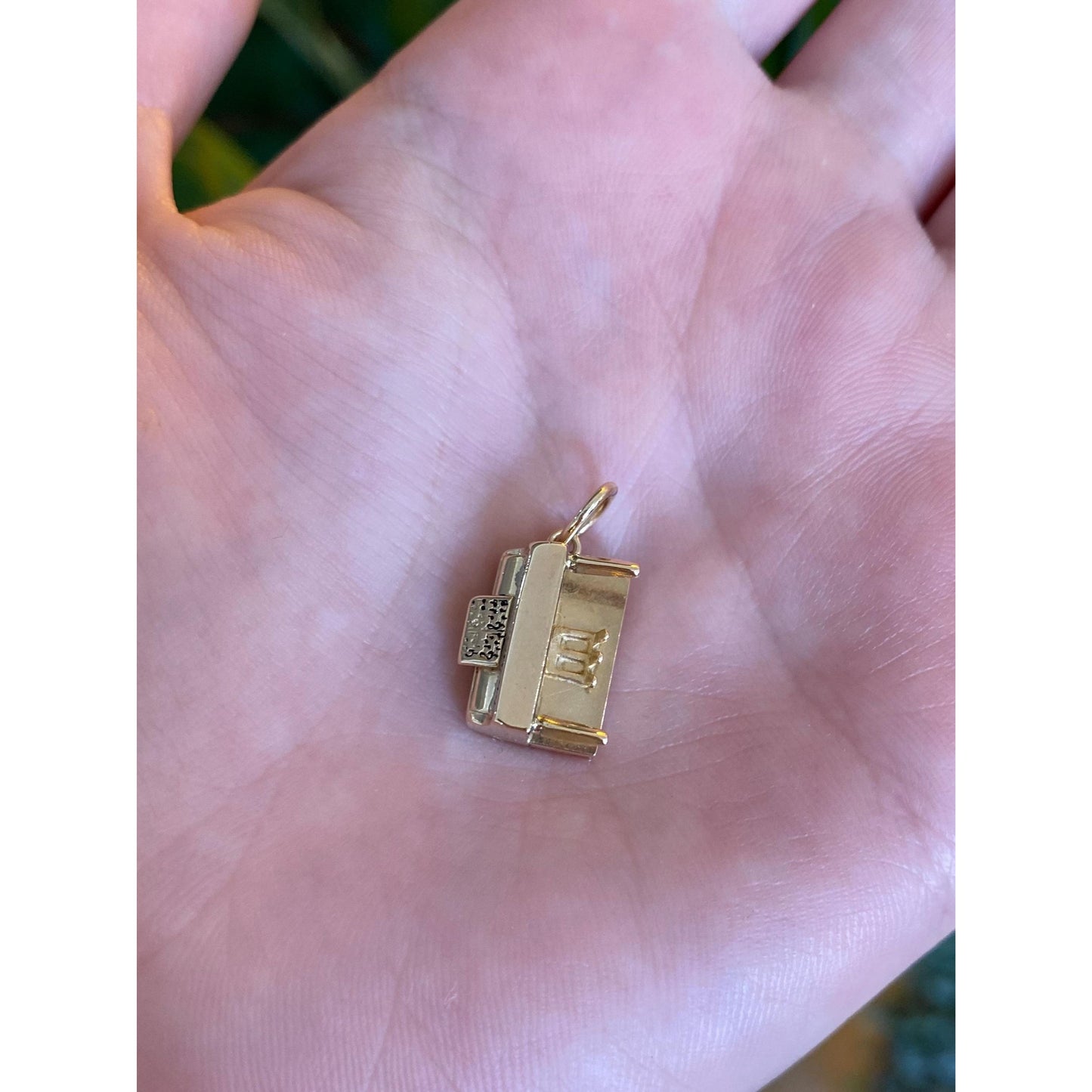 Vintage Solid 14k Yellow Gold Enamel Piano Charm