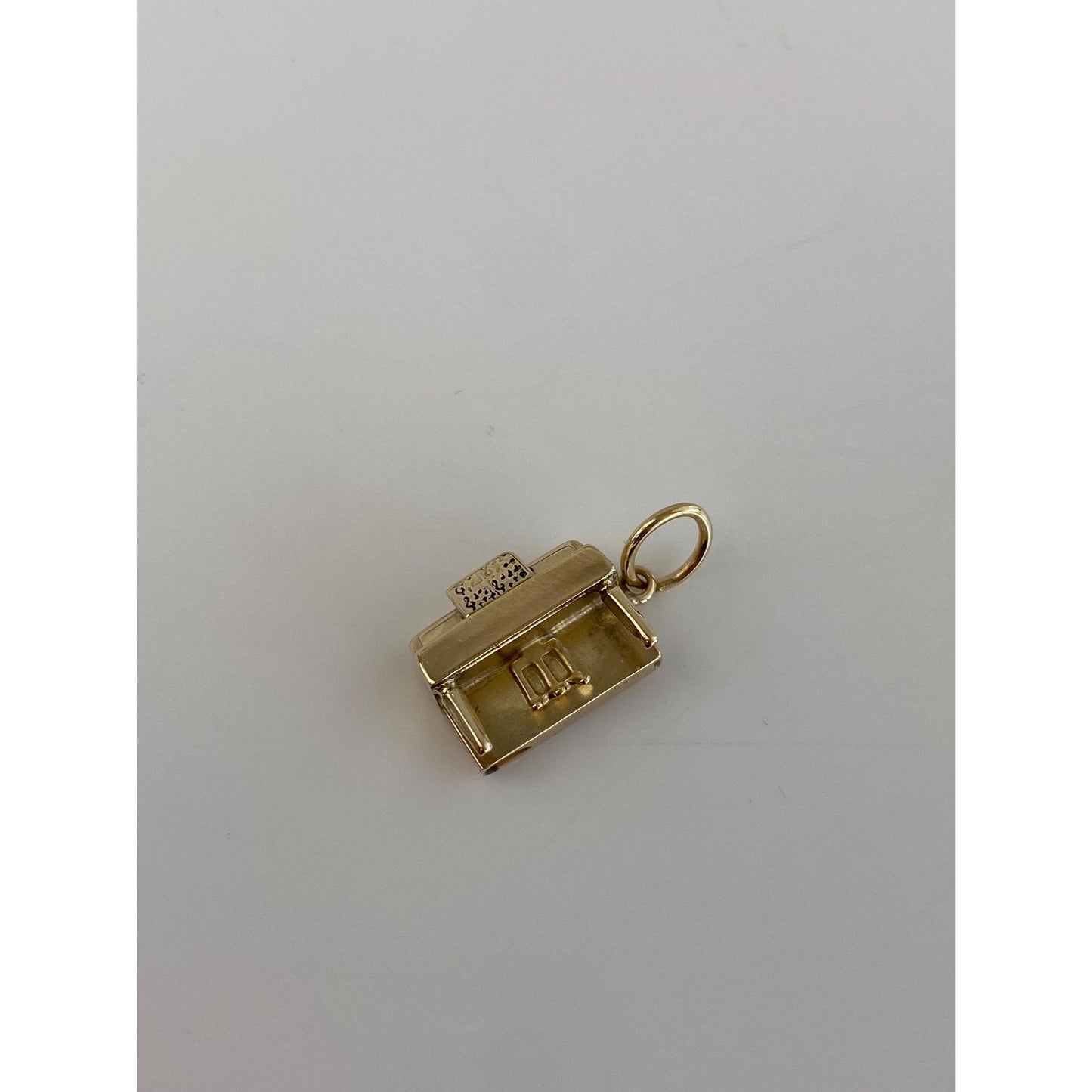 Vintage Solid 14k Yellow Gold Enamel Piano Charm