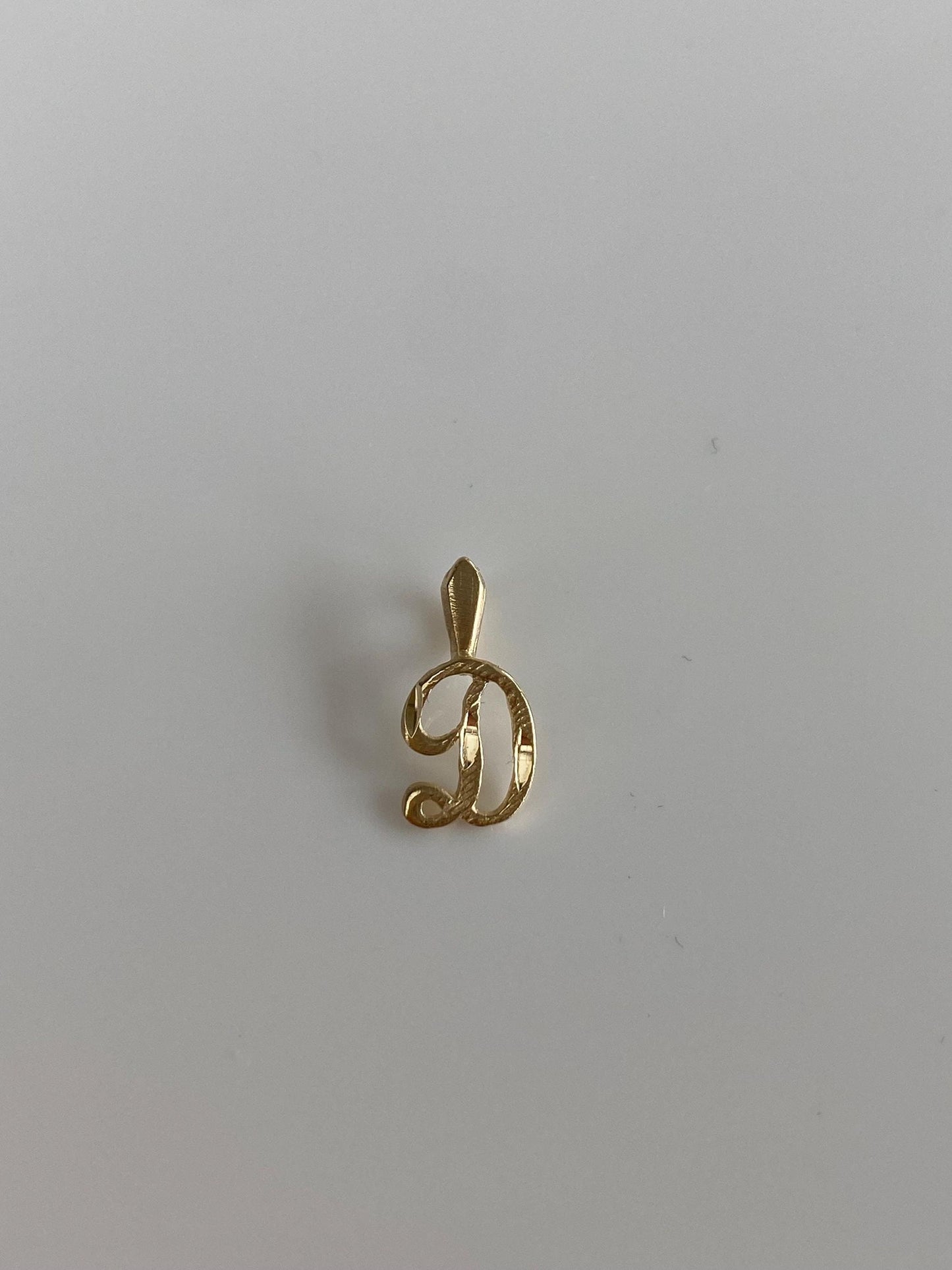Vintage Solid 14k Yellow Gold Diamond Cut Initial 'D' Charm