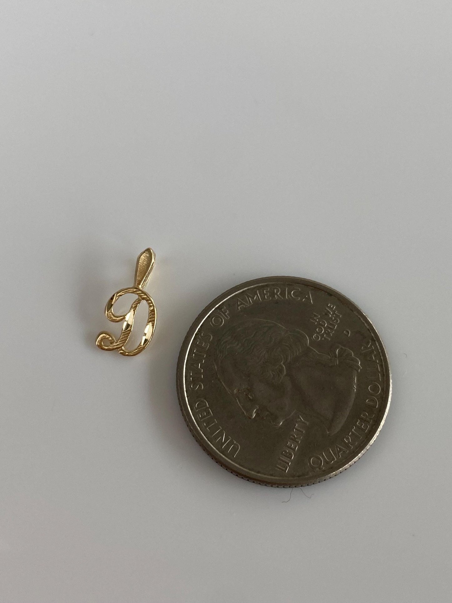 Vintage Solid 14k Yellow Gold Diamond Cut Initial 'D' Charm