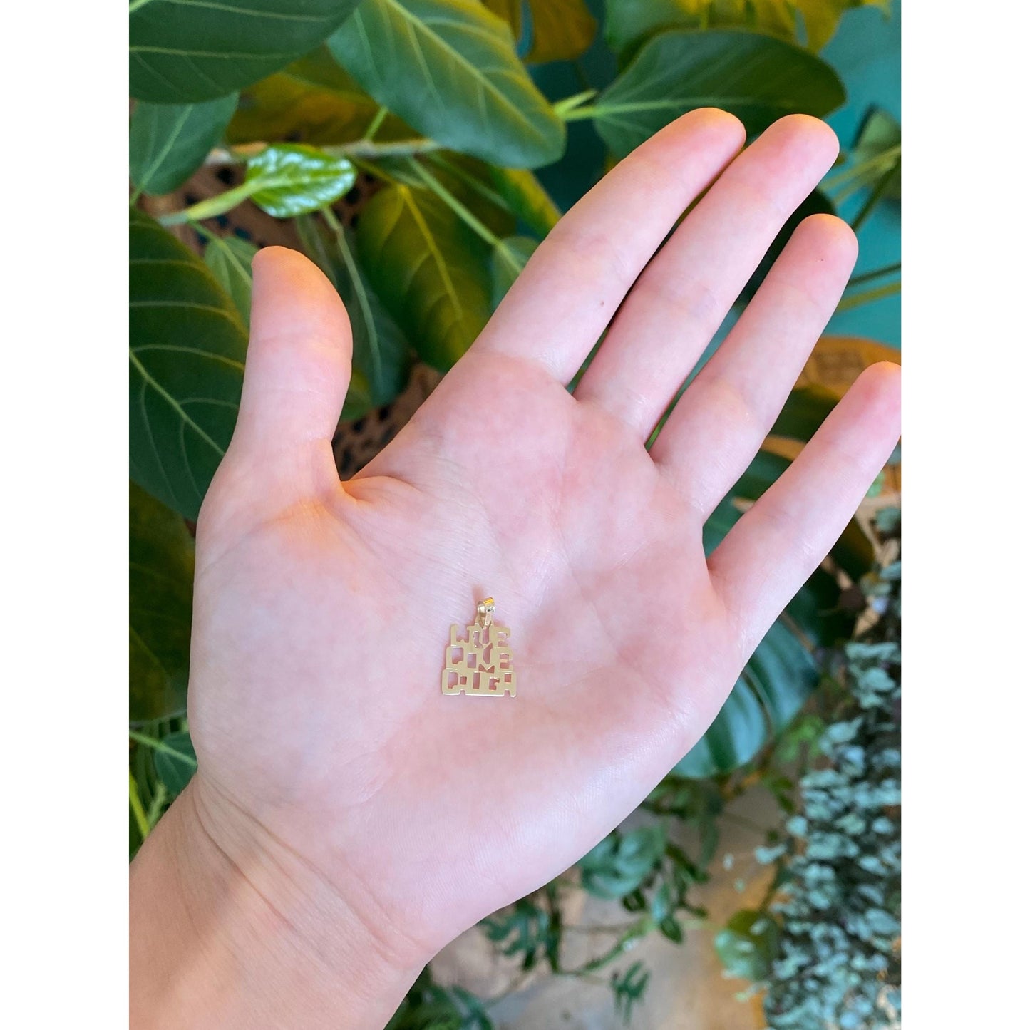 Vintage Solid 14k Yellow Gold Live Laugh Love Charm