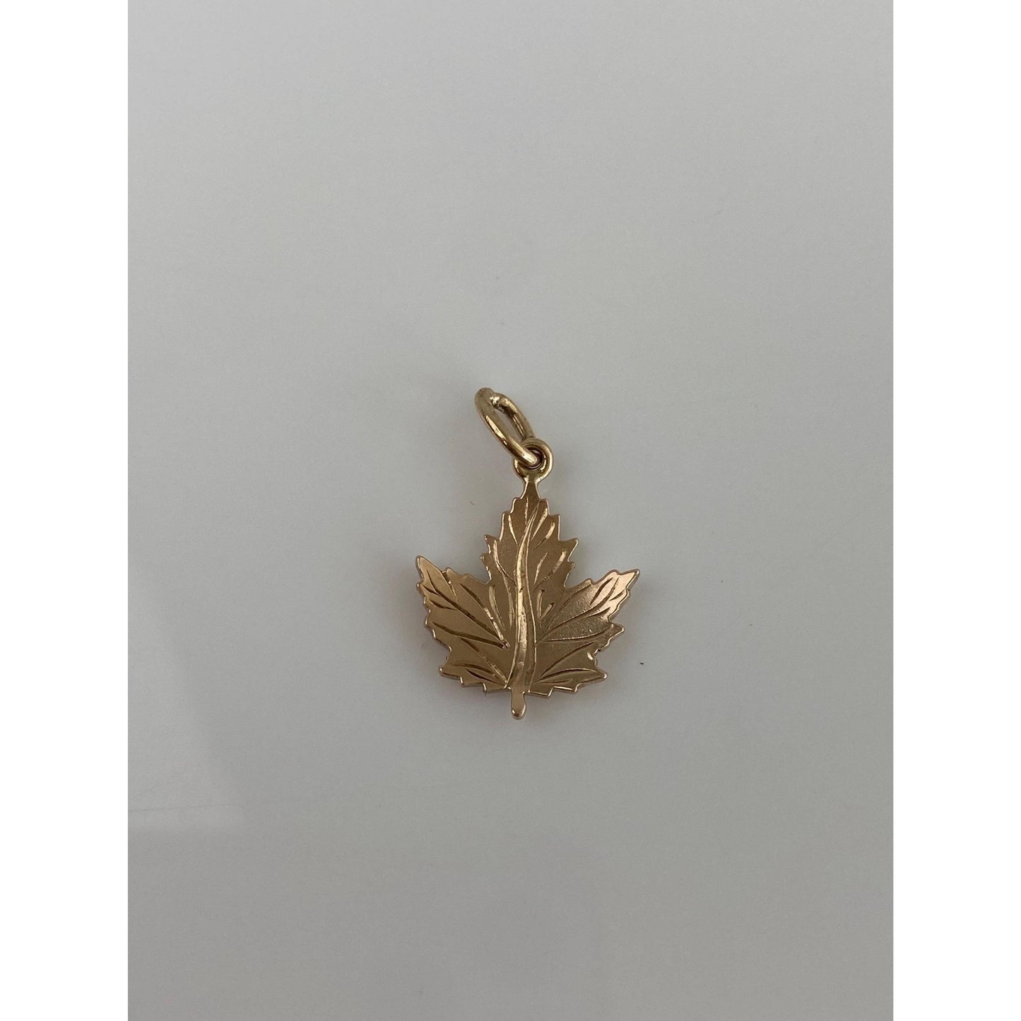 Solid 14k Yellow Gold Leaf Charm