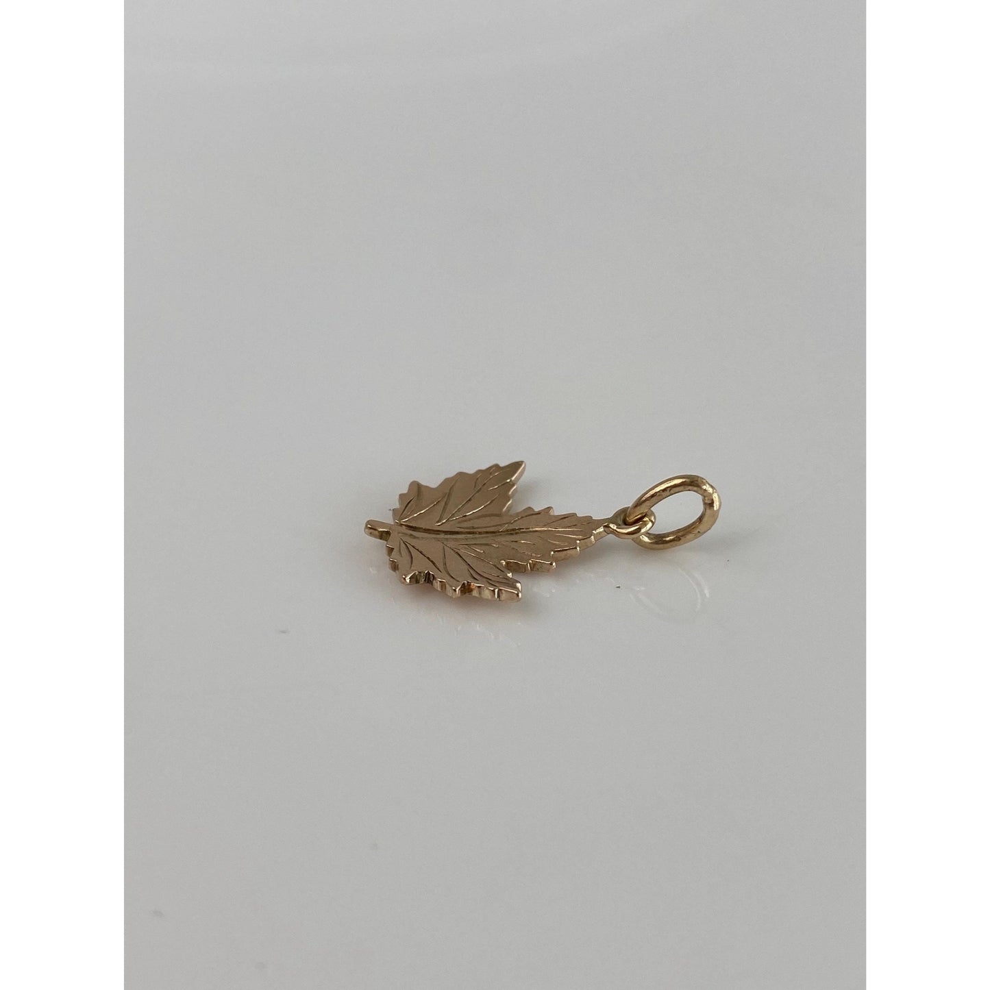 Solid 14k Yellow Gold Leaf Charm