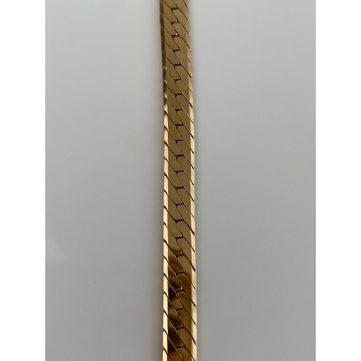 Vintage Solid 14k Yellow Gold Chunky Herringbone Chain Bracelet - 7 inches