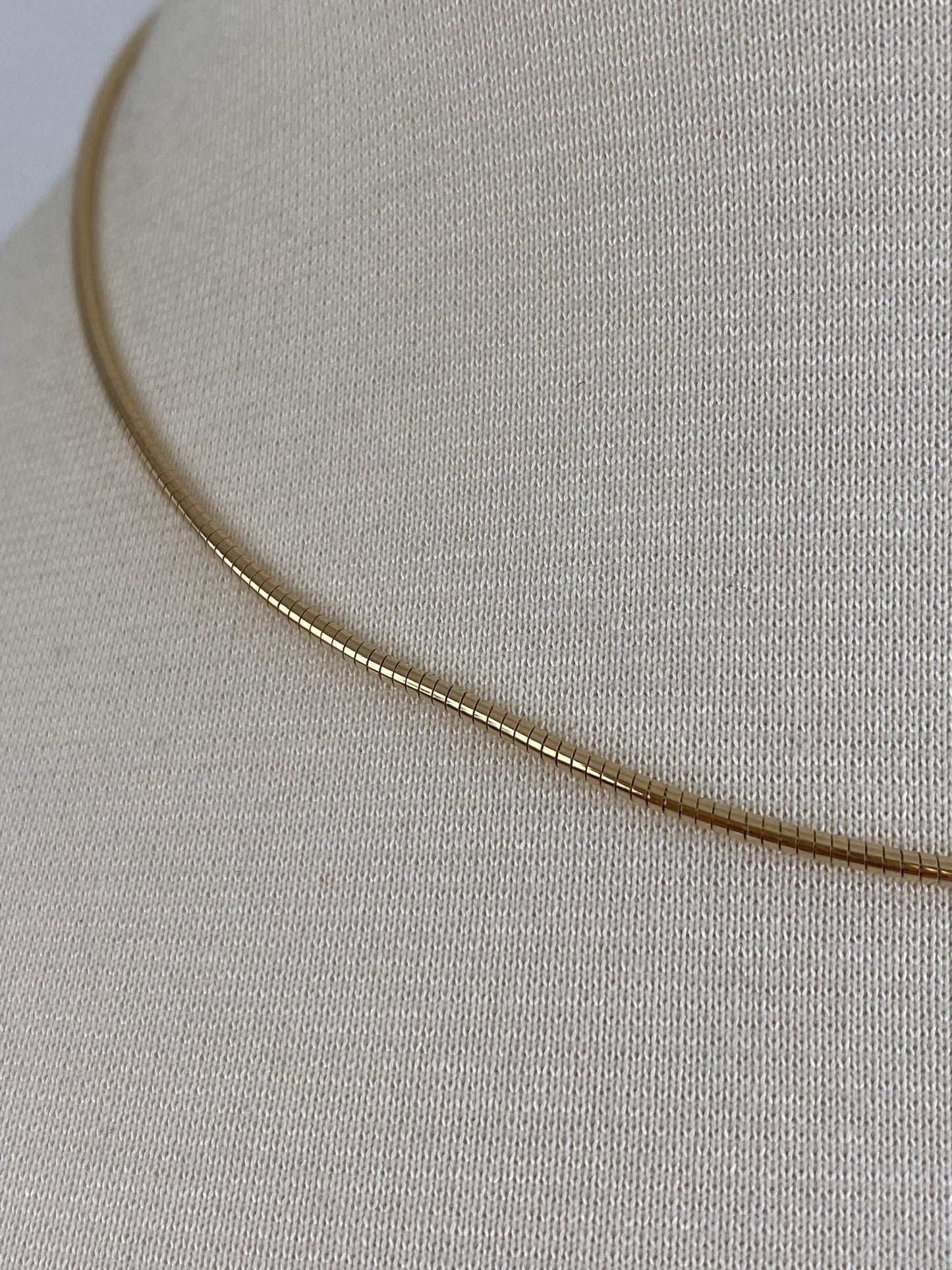 Vintage Solid 14k Yellow Gold Slim Omega Chain Necklace - 17 inches