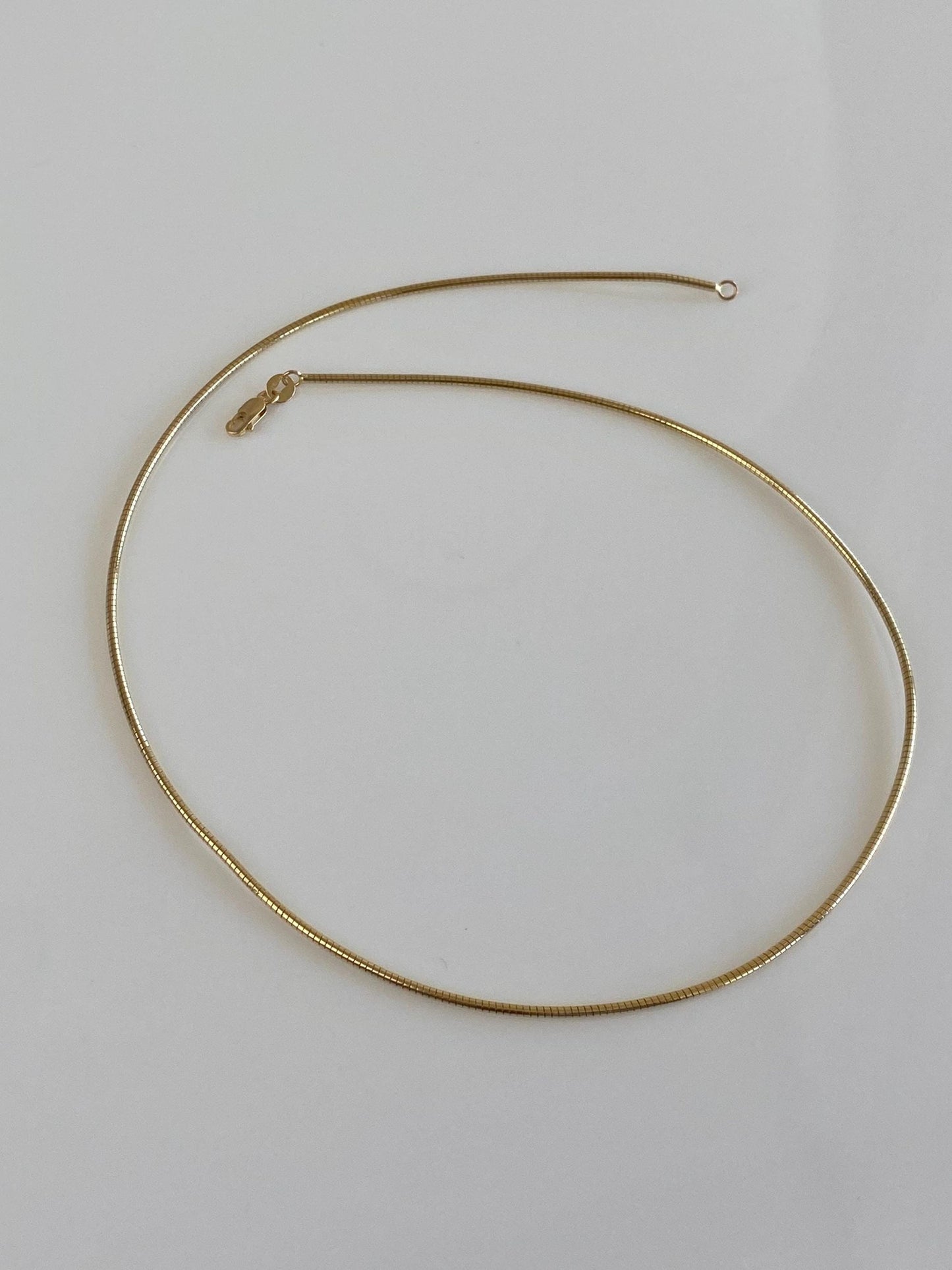 Vintage Solid 14k Yellow Gold Slim Omega Chain Necklace - 17 inches