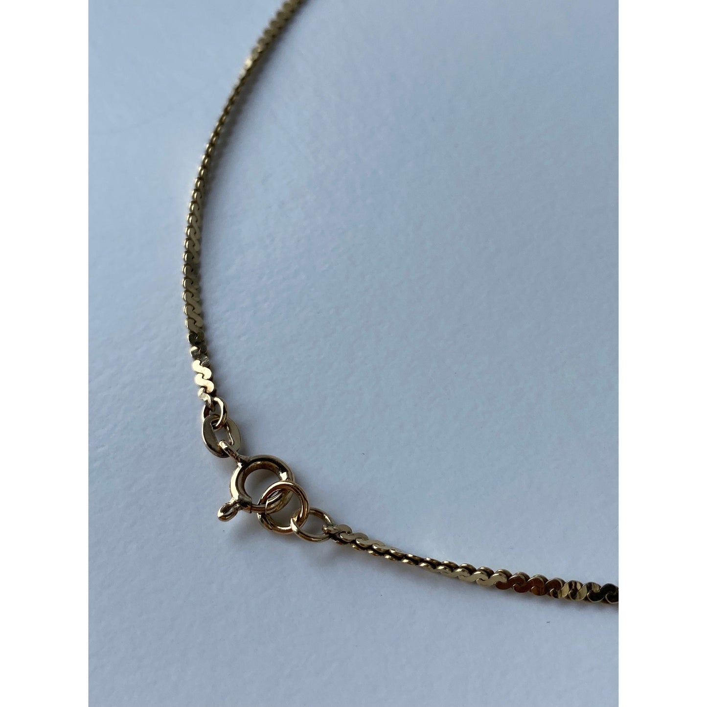 Solid 14k Yellow Gold Raw Malachite Gold Bead Chunky Serpentine Chain Necklace - 18 inches