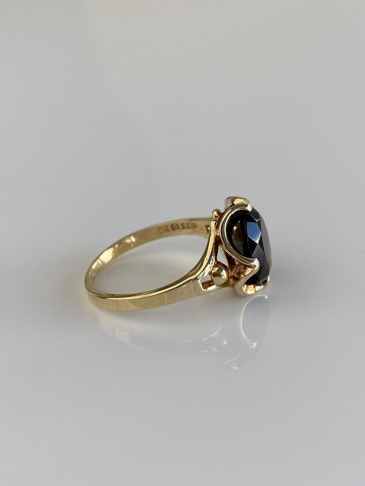 Vintage Solid 10k Yellow Gold Smokey Quartz Ring - Size 5.75