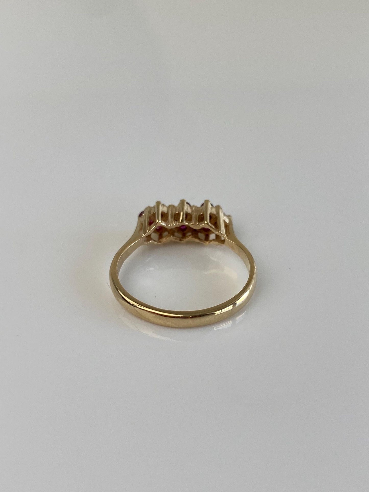 Vintage Solid 14k Yellow Gold Diamond Ruby Ring - Size 6