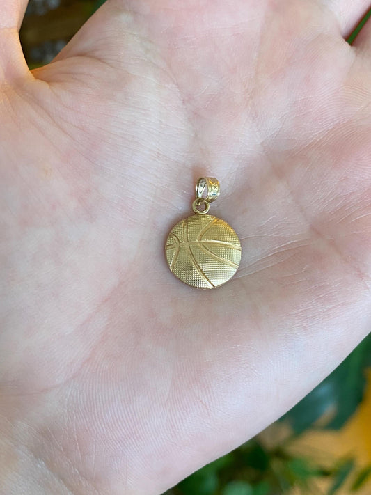 Vintage Solid 10k Yellow Gold Basketball Charm