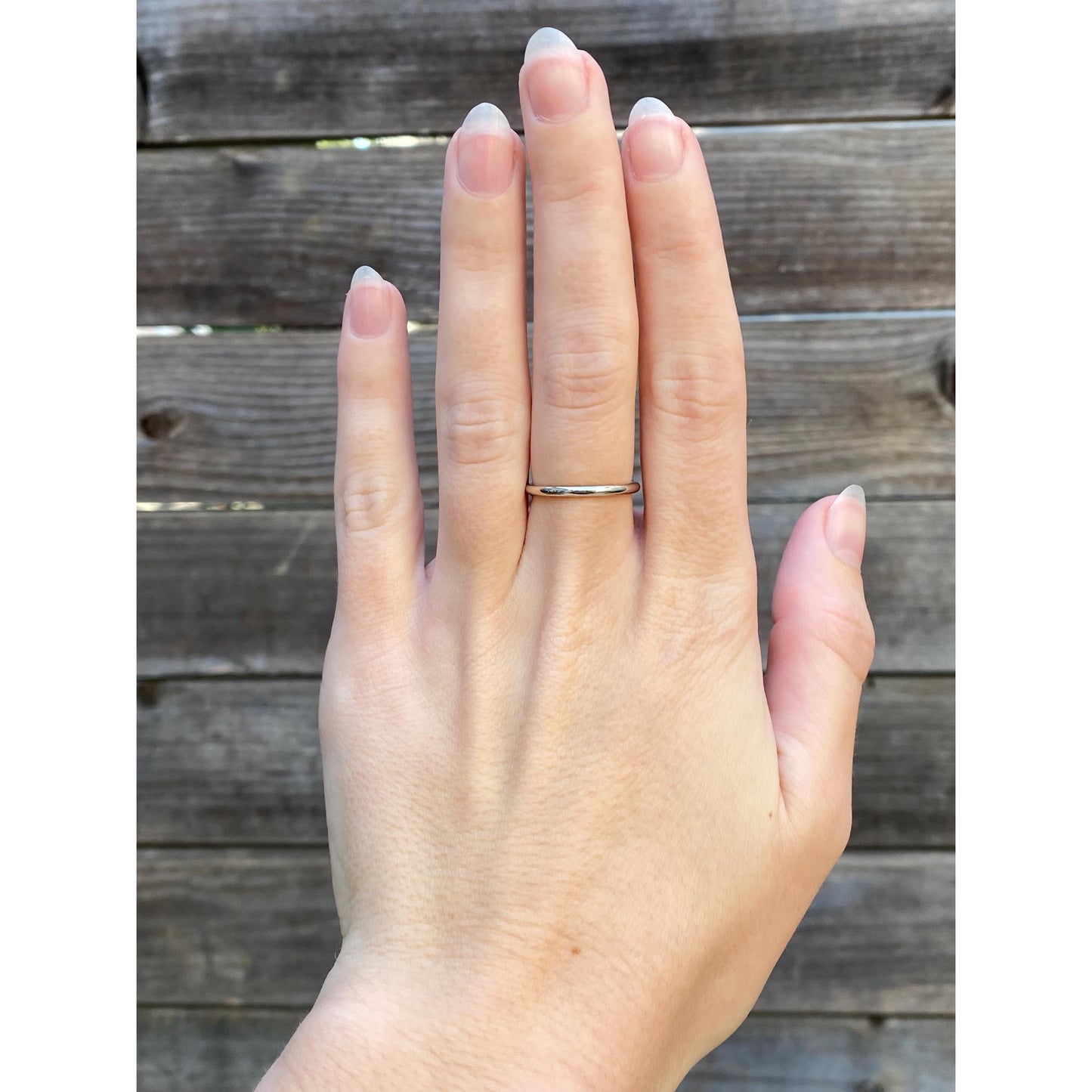 Vintage Solid 14k White Gold Slim Ring Band - Size 6.25