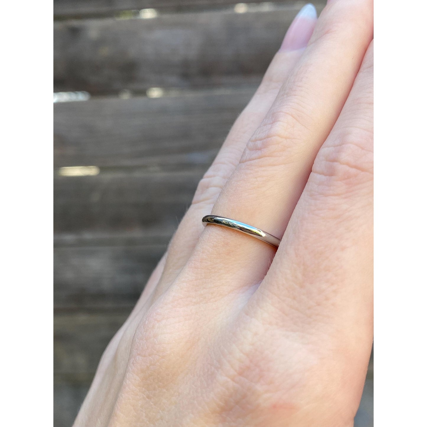 Vintage Solid 14k White Gold Slim Ring Band - Size 6.25