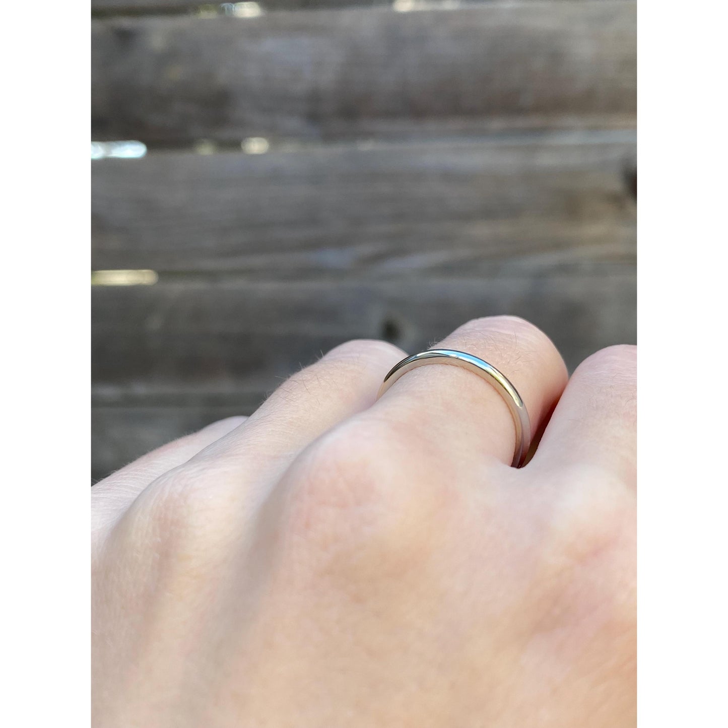 Vintage Solid 14k White Gold Slim Ring Band - Size 6.25