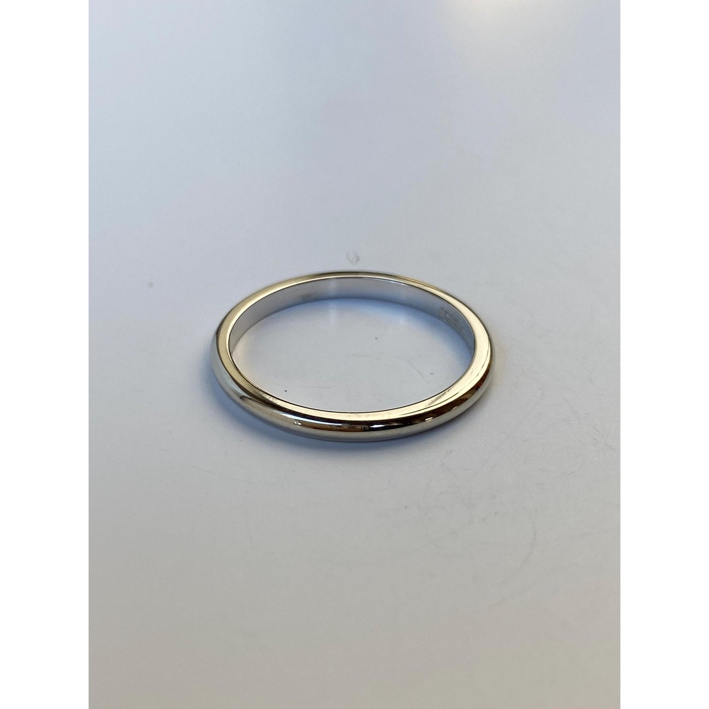 Vintage Solid 14k White Gold Slim Ring Band - Size 6.25