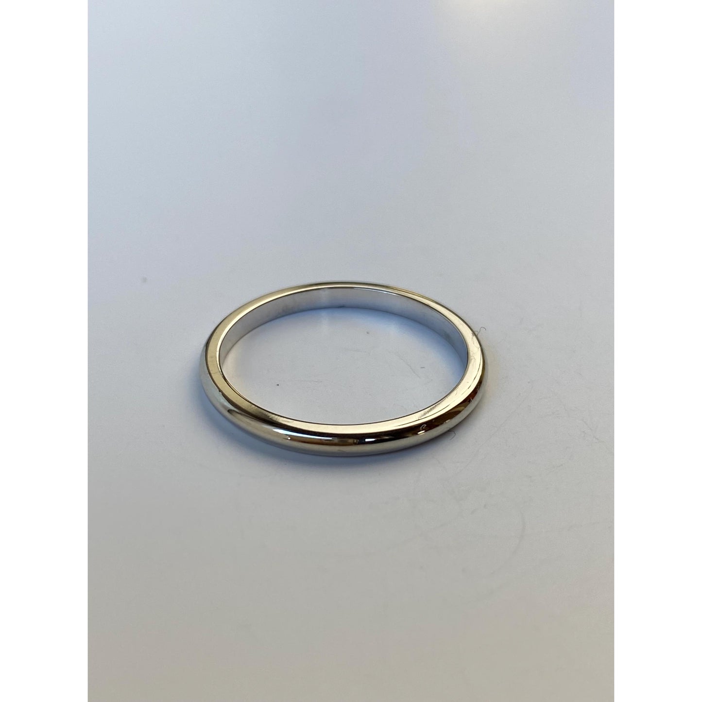 Vintage Solid 14k White Gold Slim Ring Band - Size 6.25