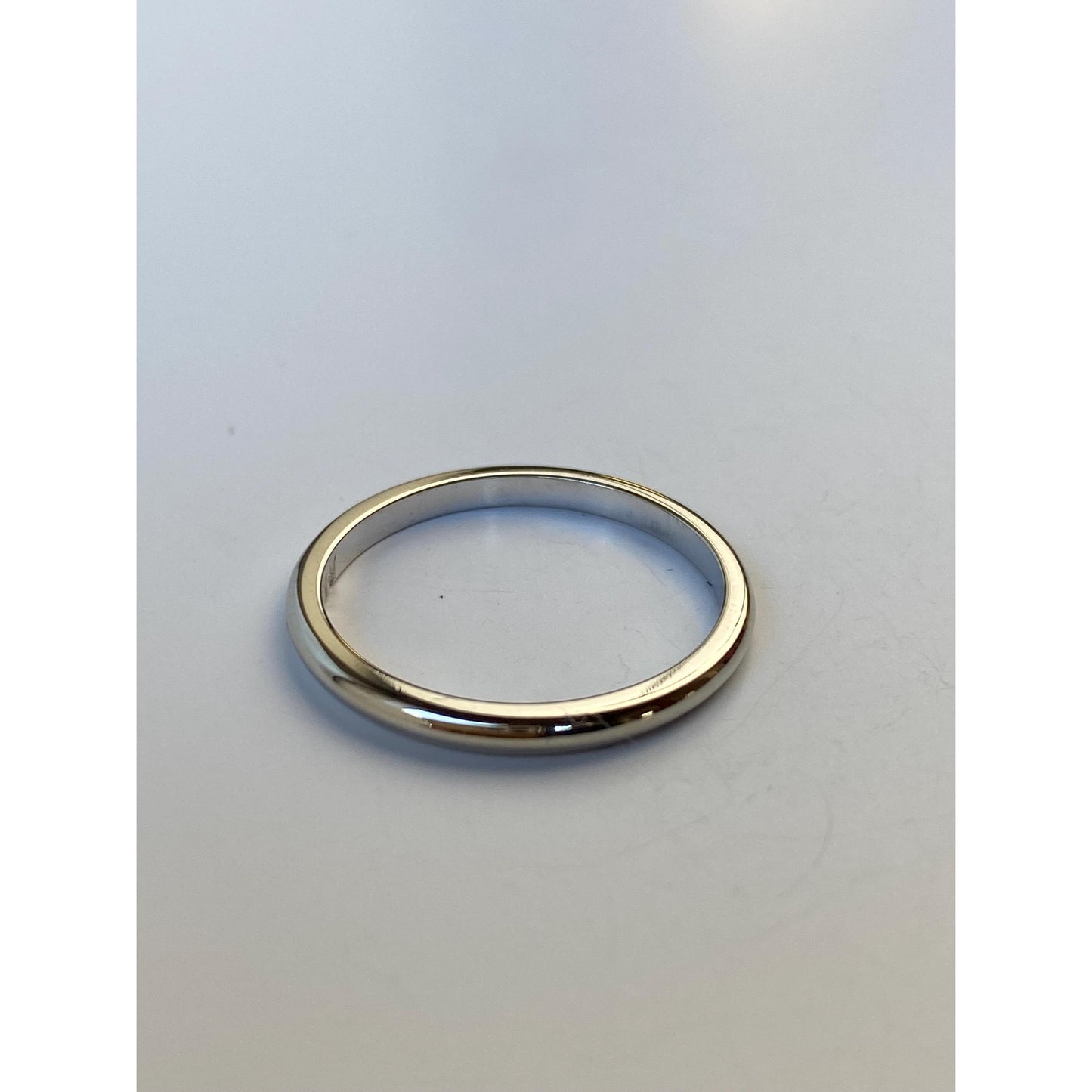 Vintage Solid 14k White Gold Slim Ring Band - Size 6.25