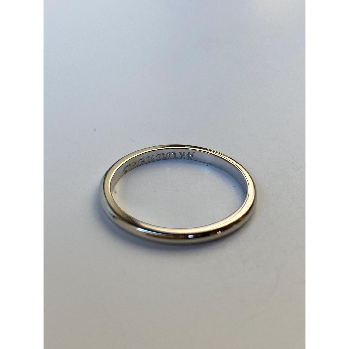 Vintage Solid 14k White Gold Slim Ring Band - Size 6.25