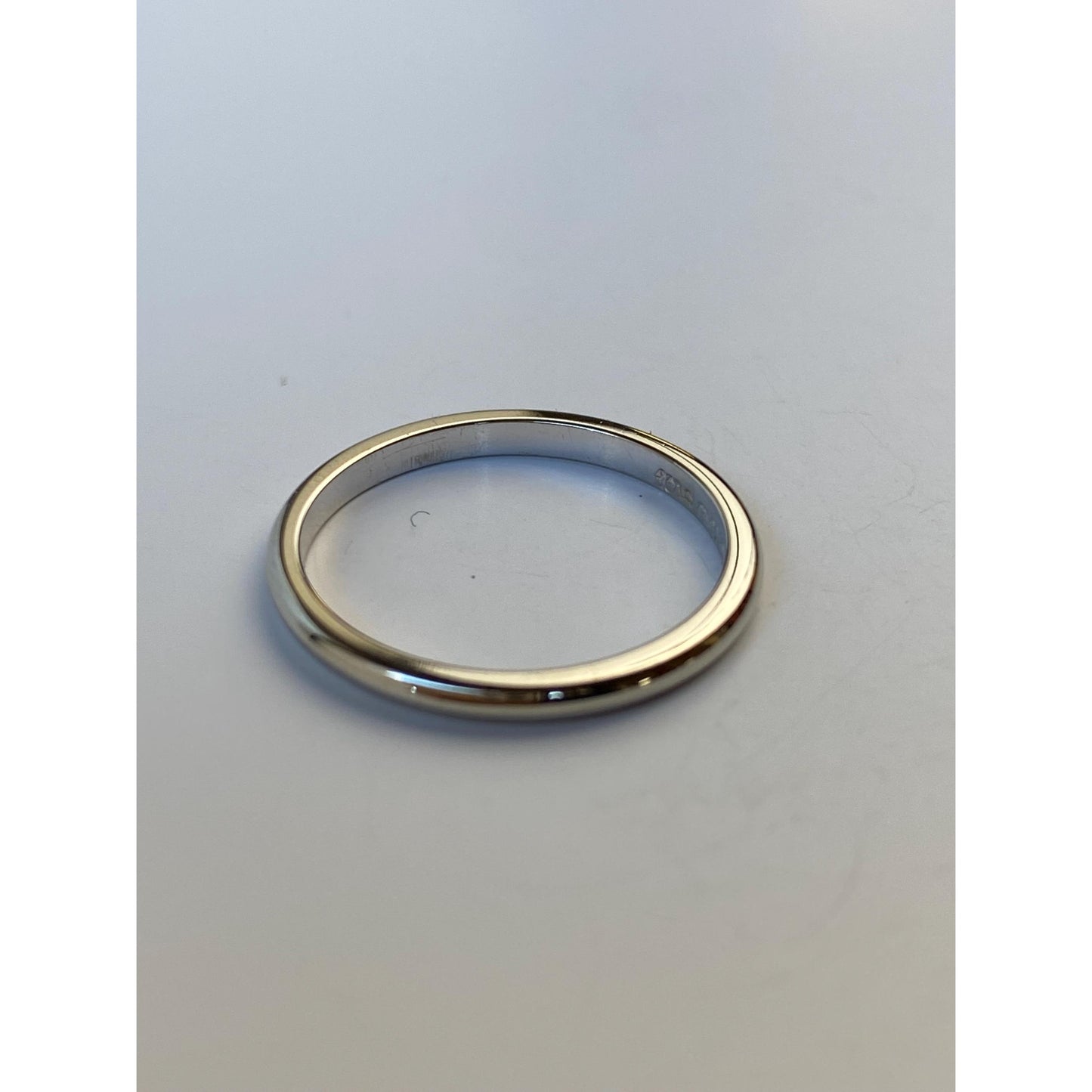 Vintage Solid 14k White Gold Slim Ring Band - Size 6.25