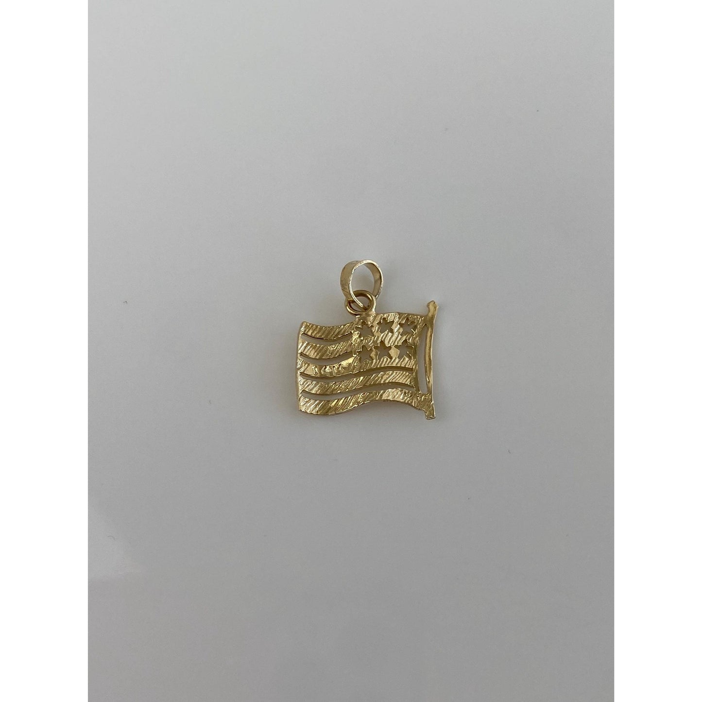 Vintage Solid 14k Yellow Gold American Flag Charm