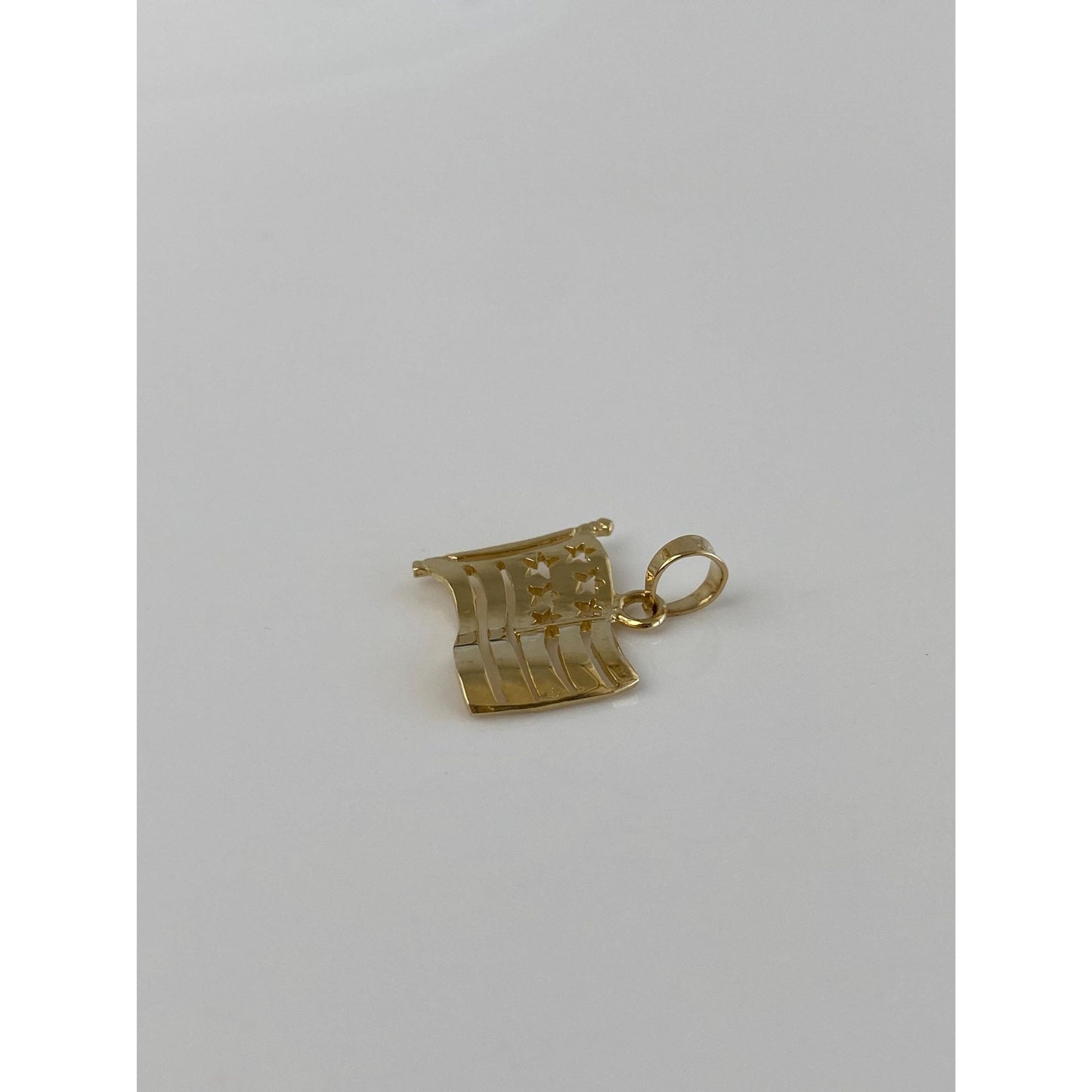 Vintage Solid 14k Yellow Gold American Flag Charm