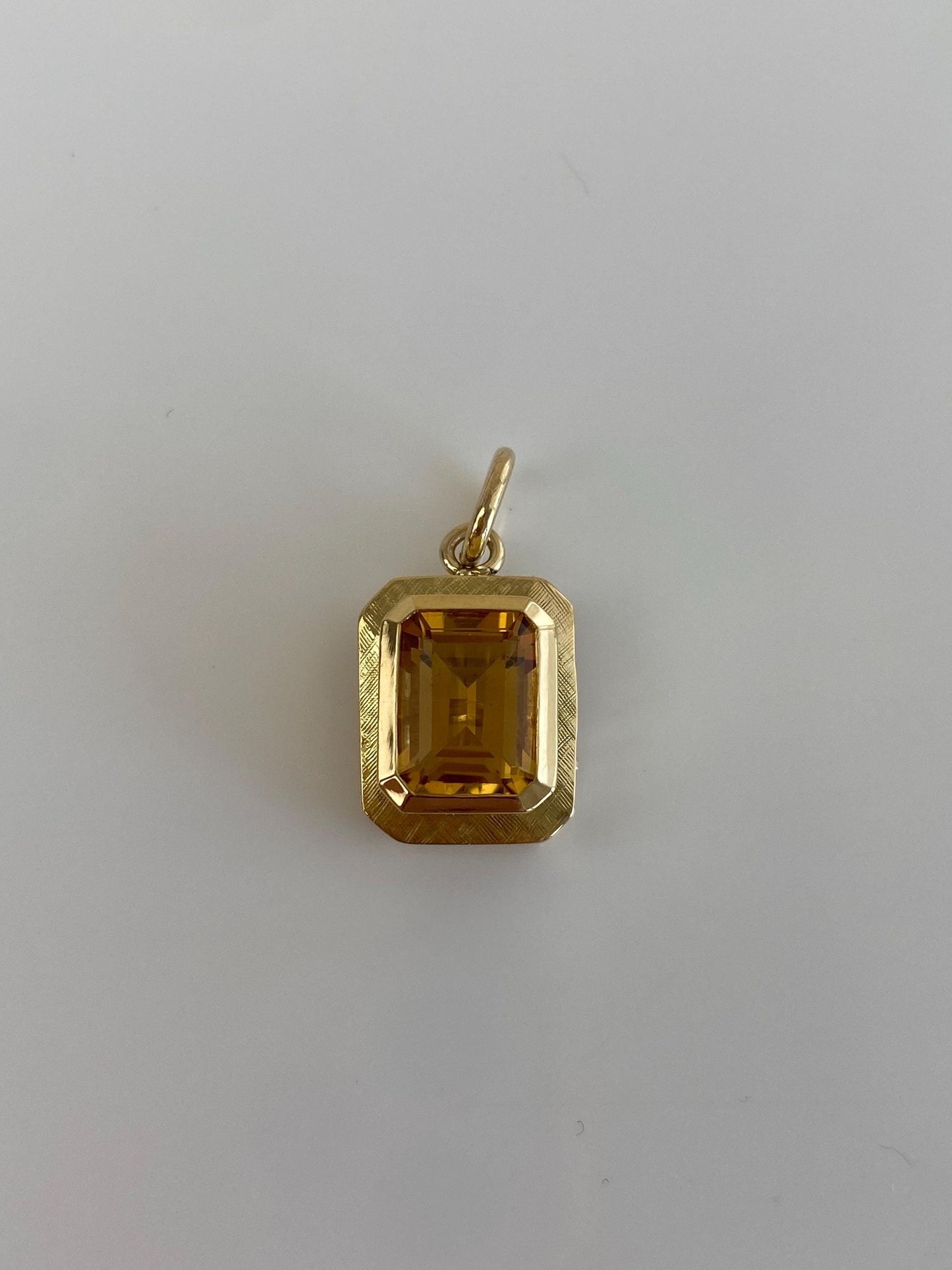 Vintage Solid 18k Yellow Gold Citrine Cufflink Conversion Charm
