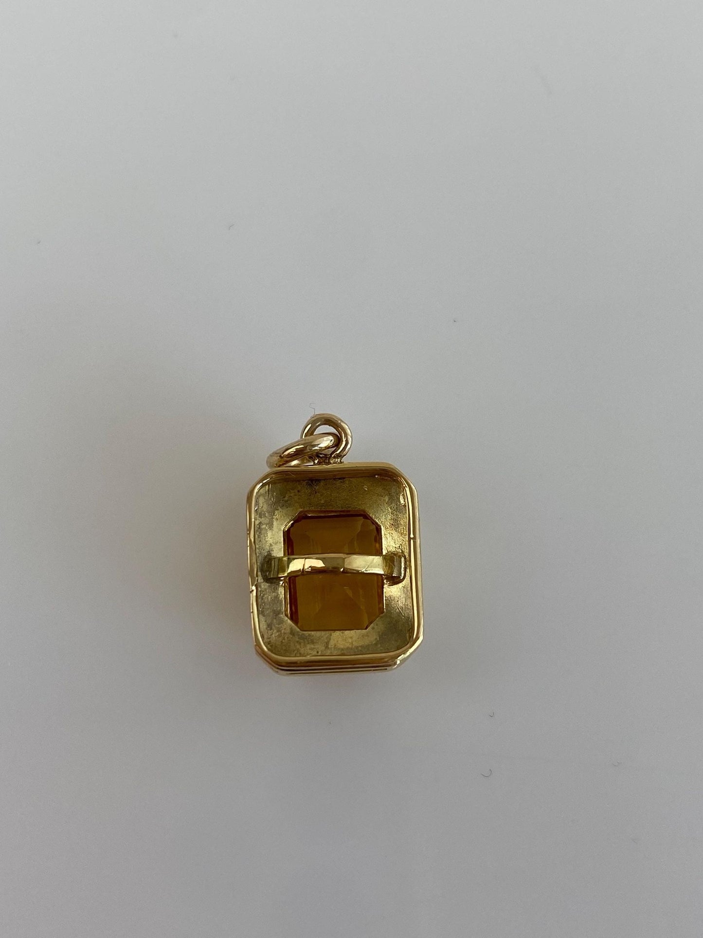 Vintage Solid 18k Yellow Gold Citrine Cufflink Conversion Charm