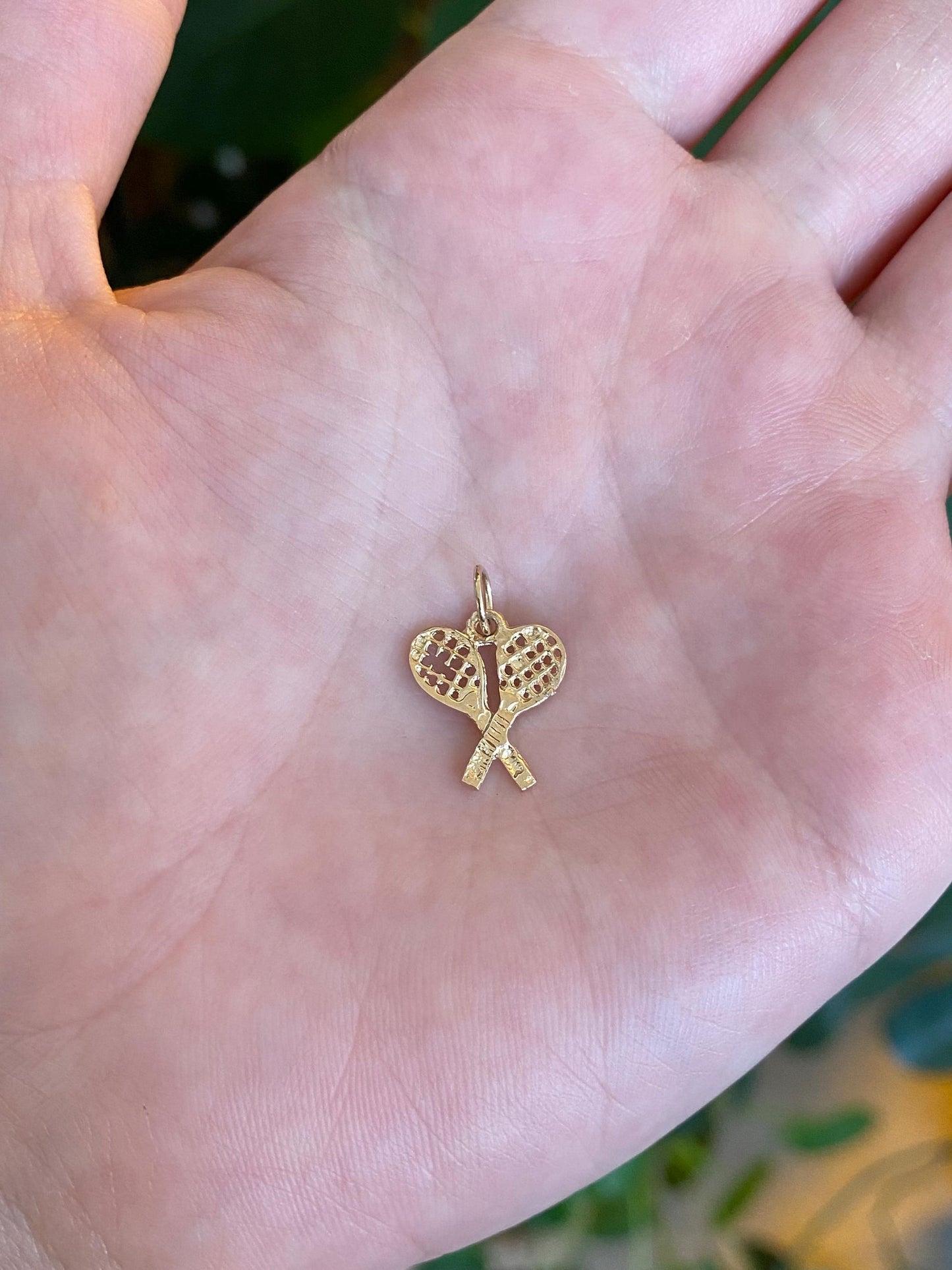 Vintage Solid 14k Yellow Gold Tennis Rackets Charm