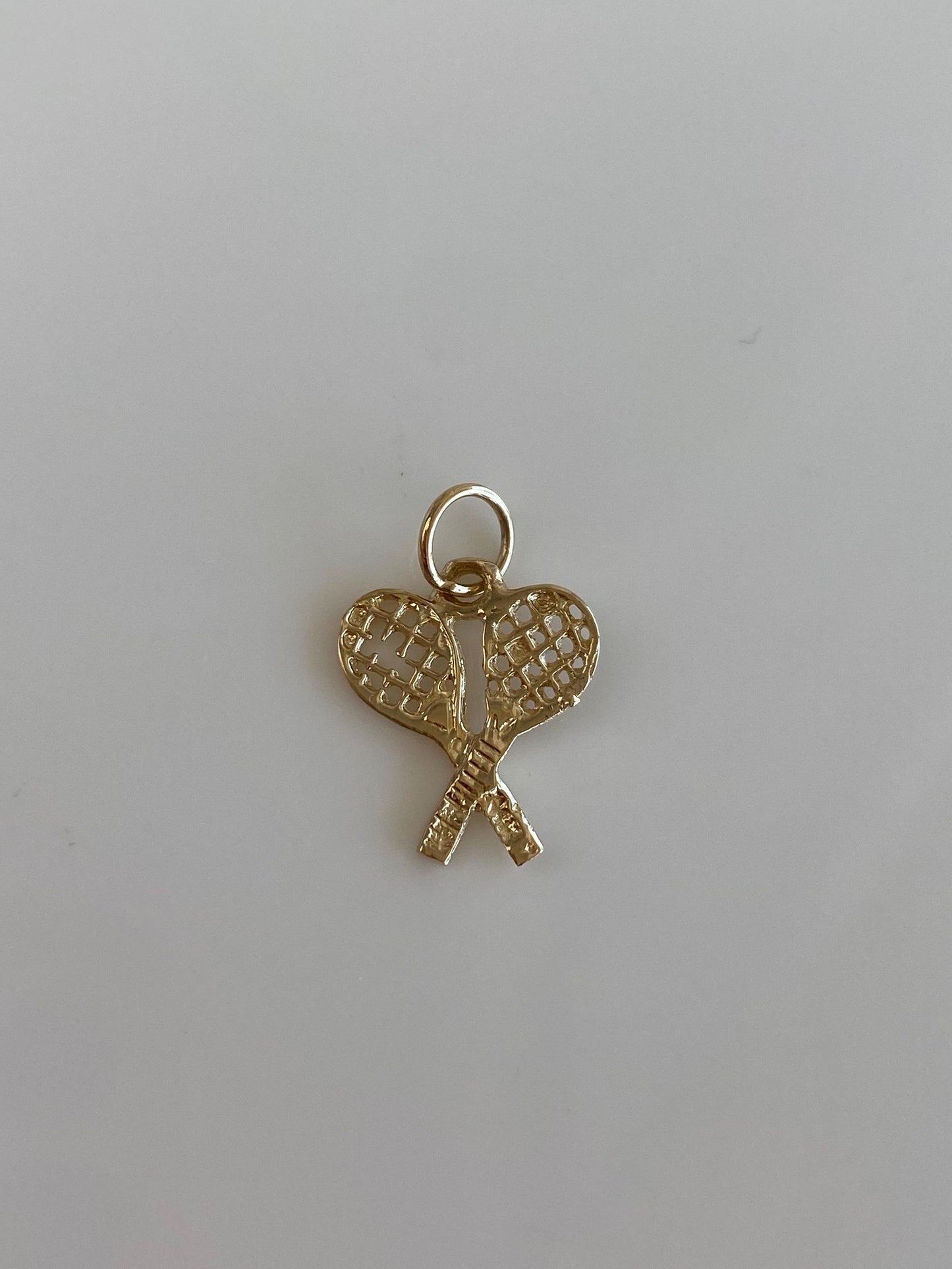Vintage Solid 14k Yellow Gold Tennis Rackets Charm