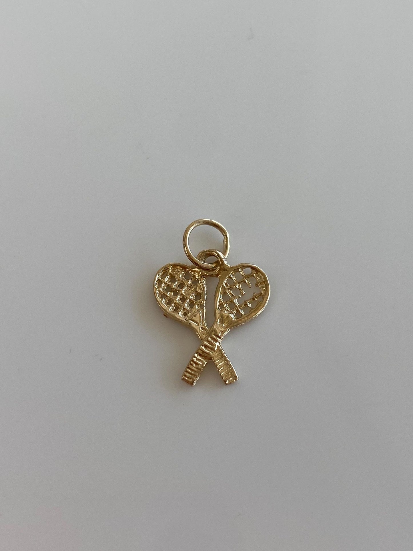 Vintage Solid 14k Yellow Gold Tennis Rackets Charm