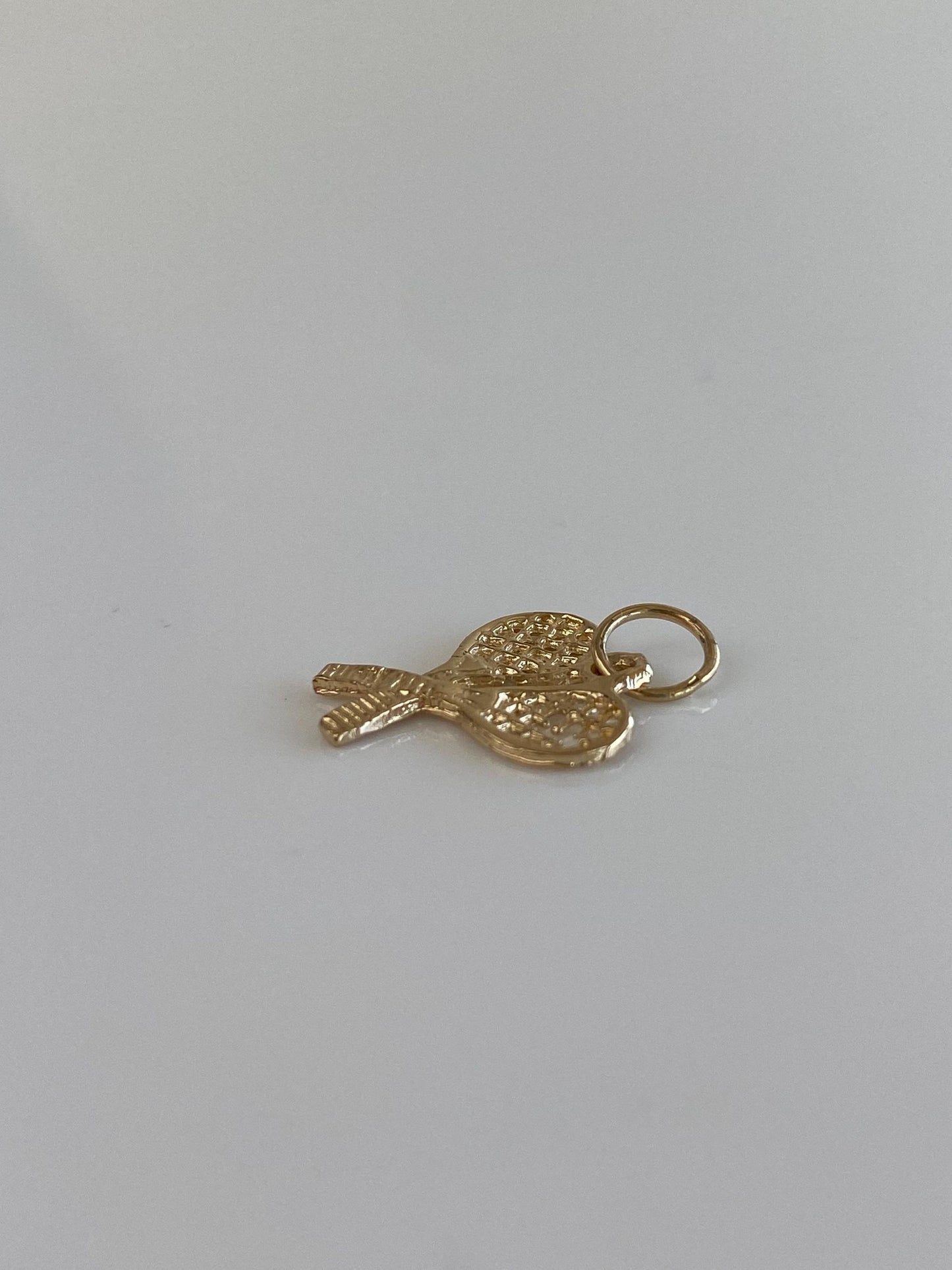 Vintage Solid 14k Yellow Gold Tennis Rackets Charm