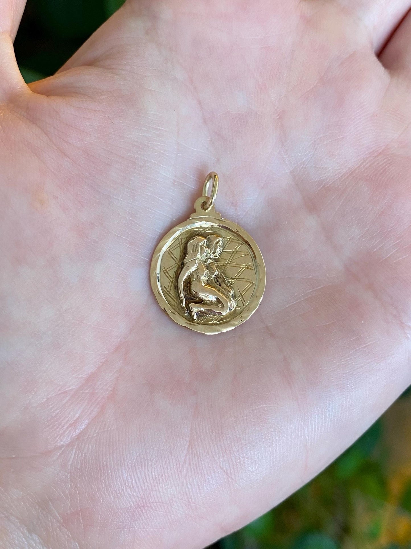 Vintage Solid 14k Yellow Gold Gemini Zodiac Twins Charm