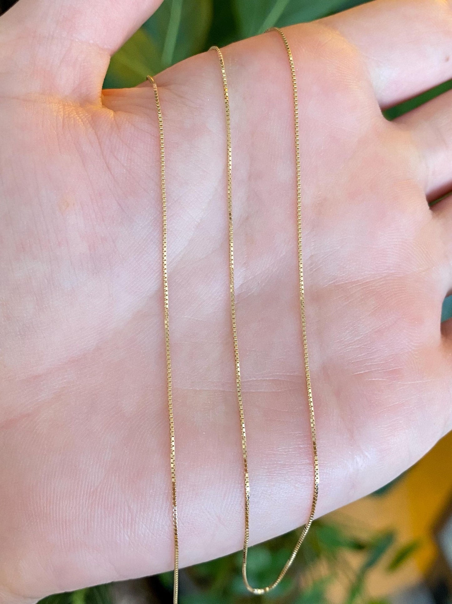 Vintage Solid 14k Yellow Gold Dainty Box Chain Necklace - 20 inches