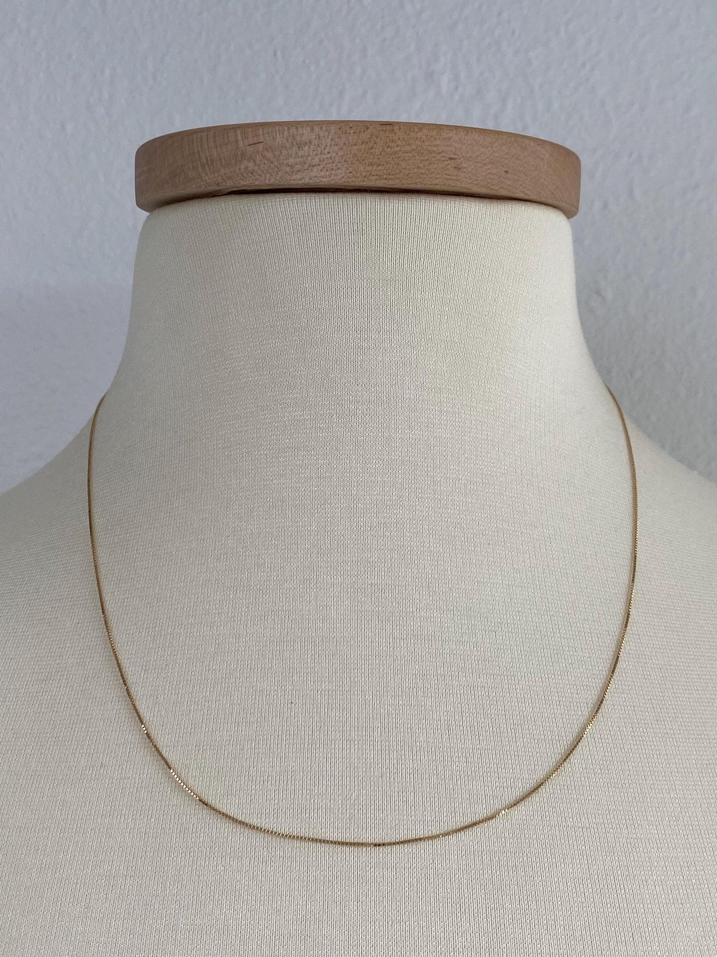 Vintage Solid 14k Yellow Gold Dainty Box Chain Necklace - 20 inches