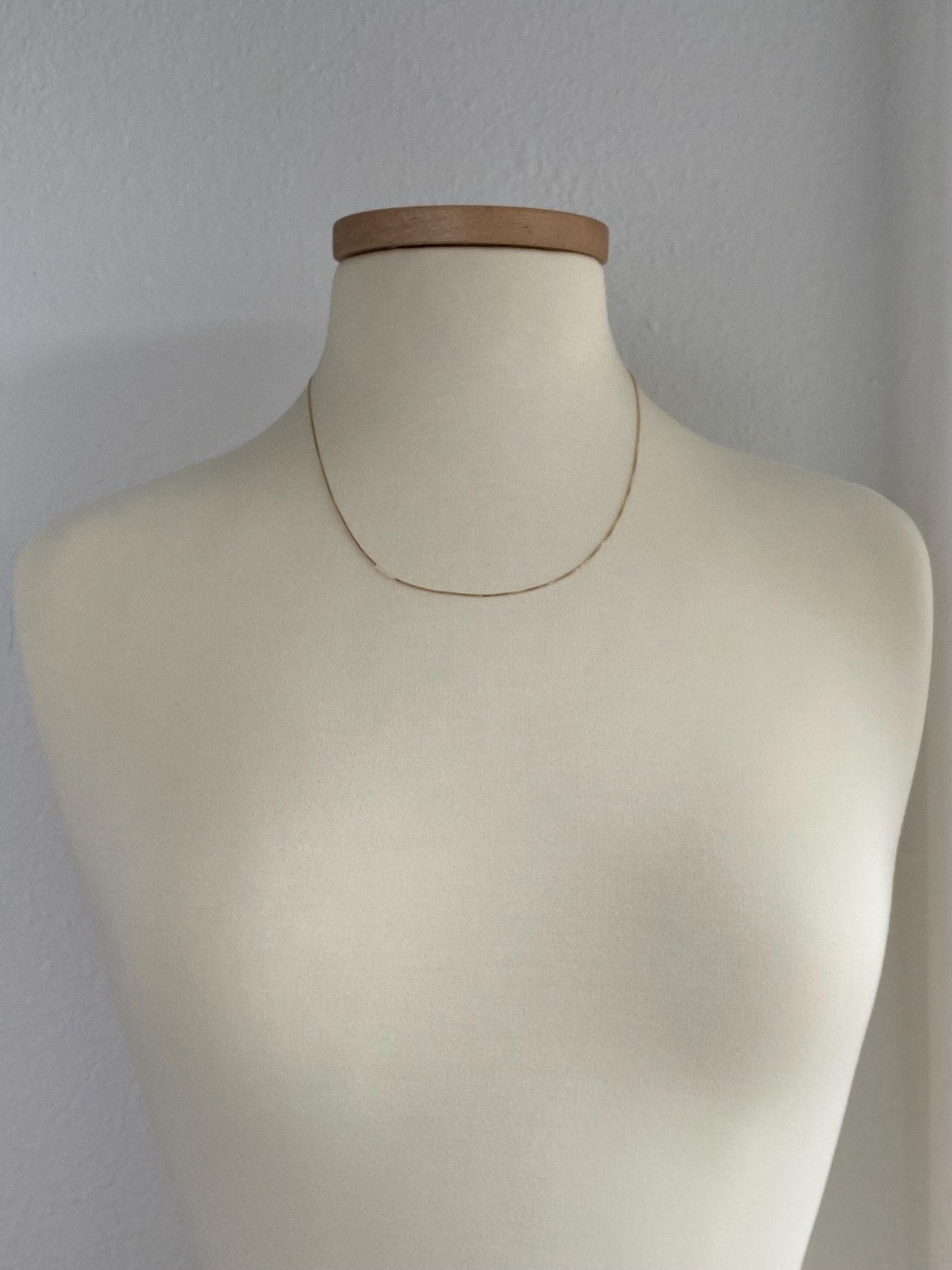 Vintage Solid 14k Yellow Gold Dainty Box Chain Necklace - 20 inches