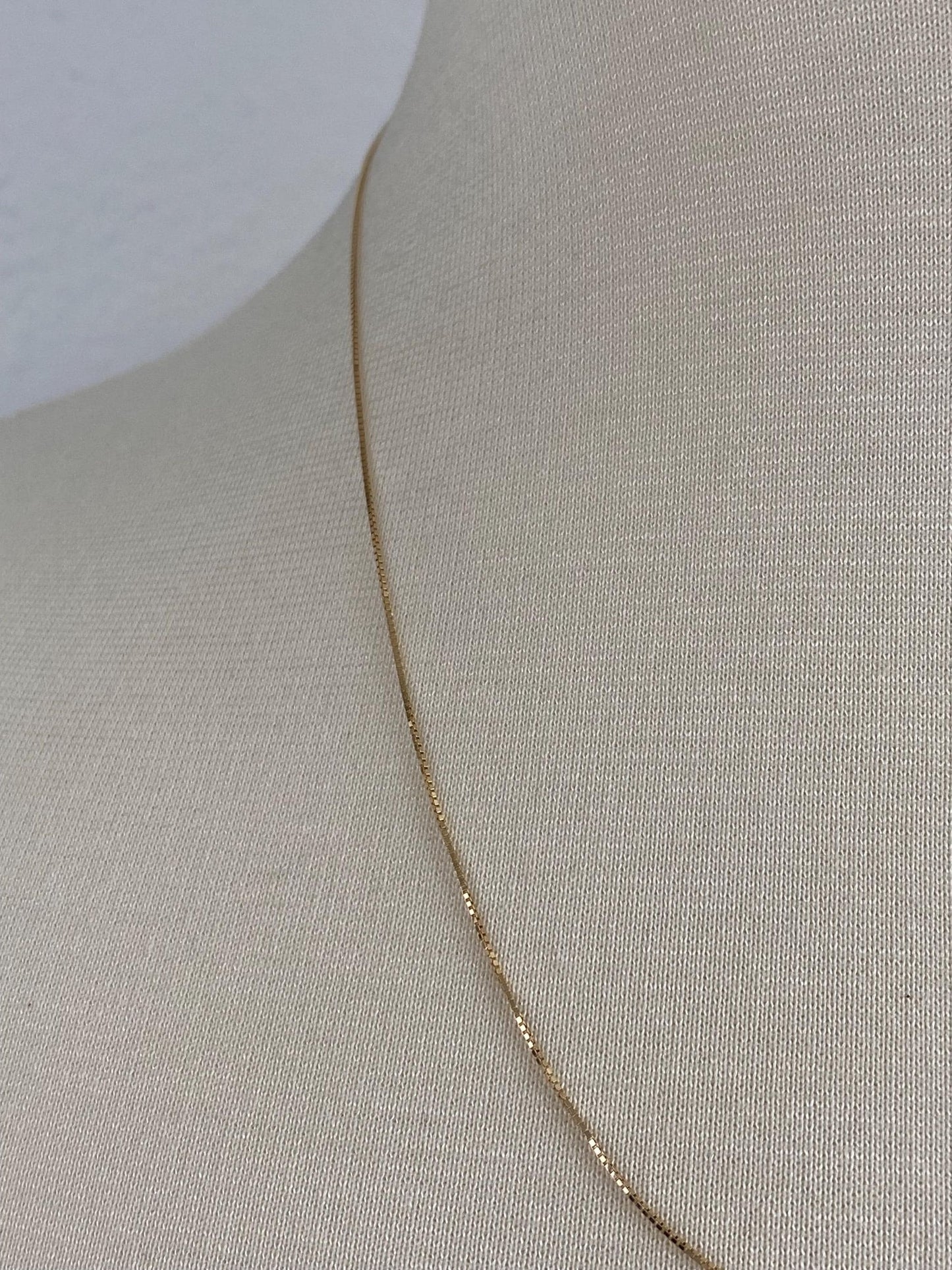 Vintage Solid 14k Yellow Gold Dainty Box Chain Necklace - 20 inches