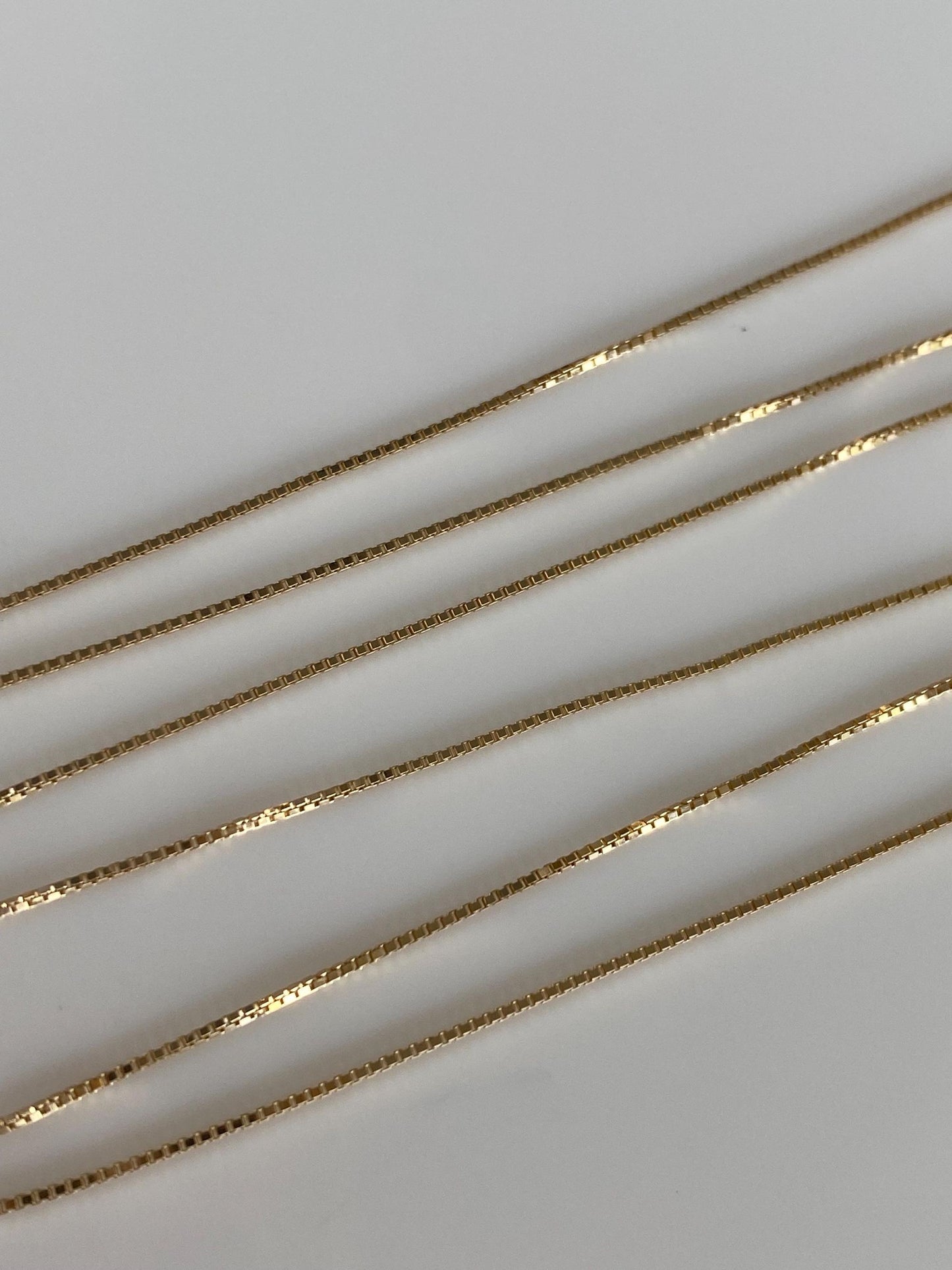 Vintage Solid 14k Yellow Gold Dainty Box Chain Necklace - 20 inches