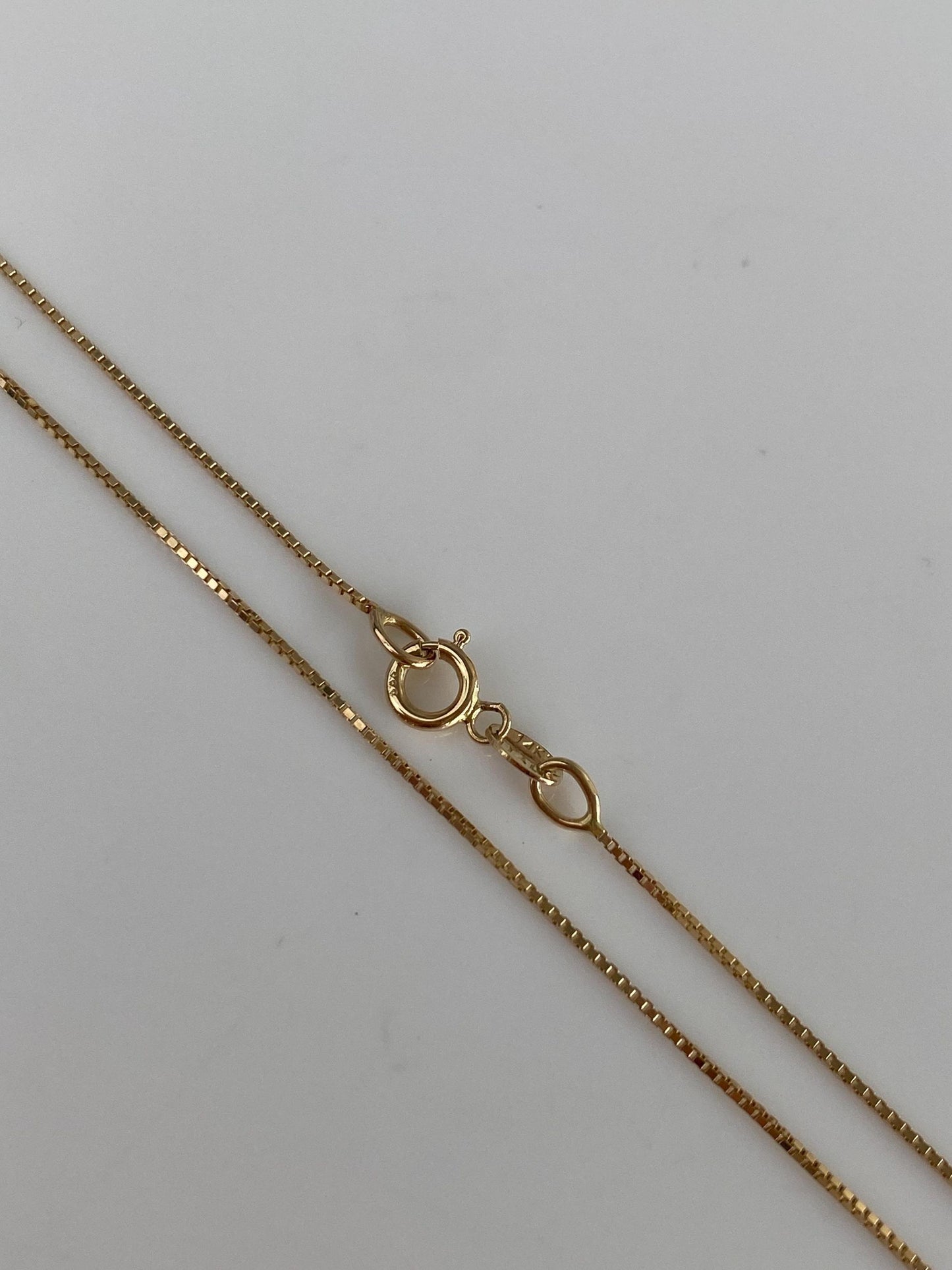 Vintage Solid 14k Yellow Gold Dainty Box Chain Necklace - 20 inches