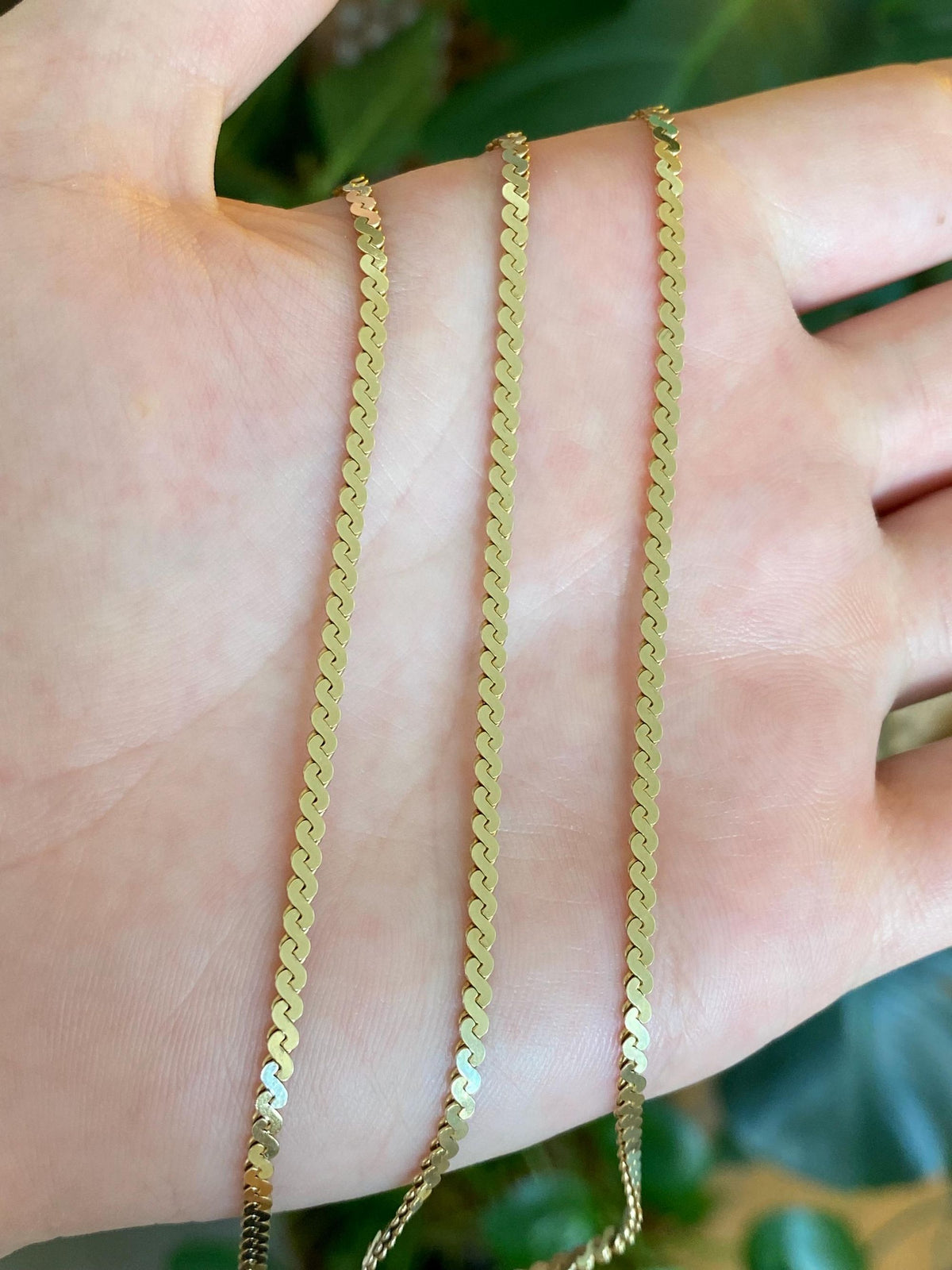 Vintage Solid 14k Yellow Gold Chunky Serpentine Chain Necklace - 20.25 inches