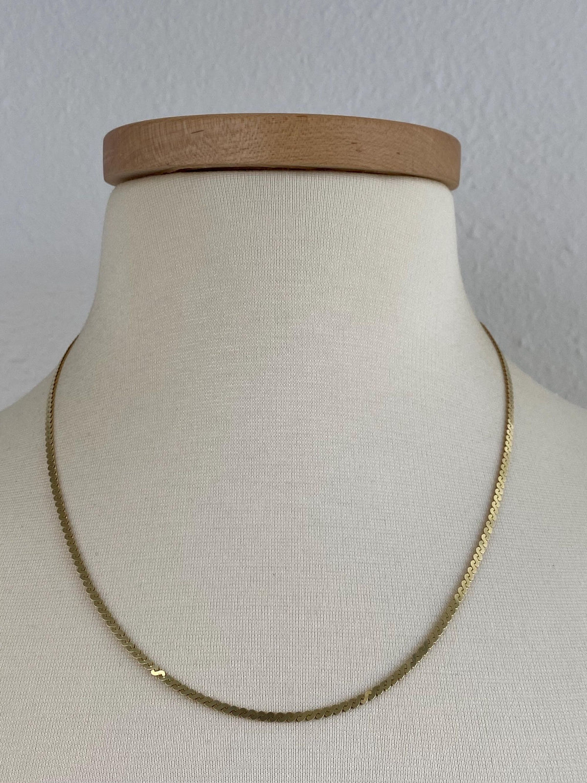 Vintage Solid 14k Yellow Gold Chunky Serpentine Chain Necklace - 20.25 inches