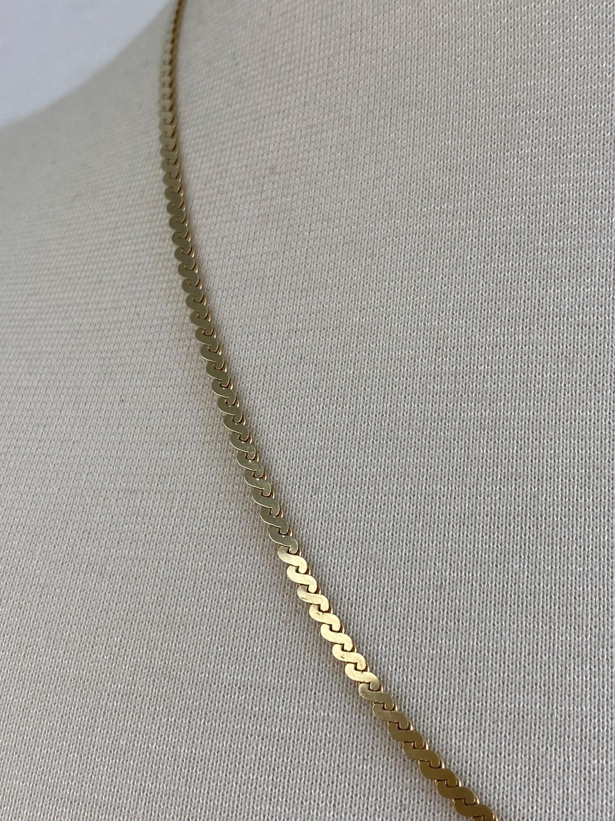 Vintage Solid 14k Yellow Gold Chunky Serpentine Chain Necklace - 20.25 inches