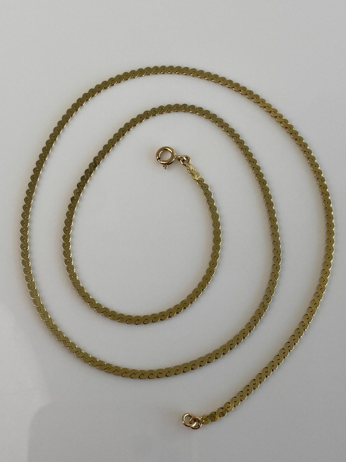 Vintage Solid 14k Yellow Gold Chunky Serpentine Chain Necklace - 20.25 inches
