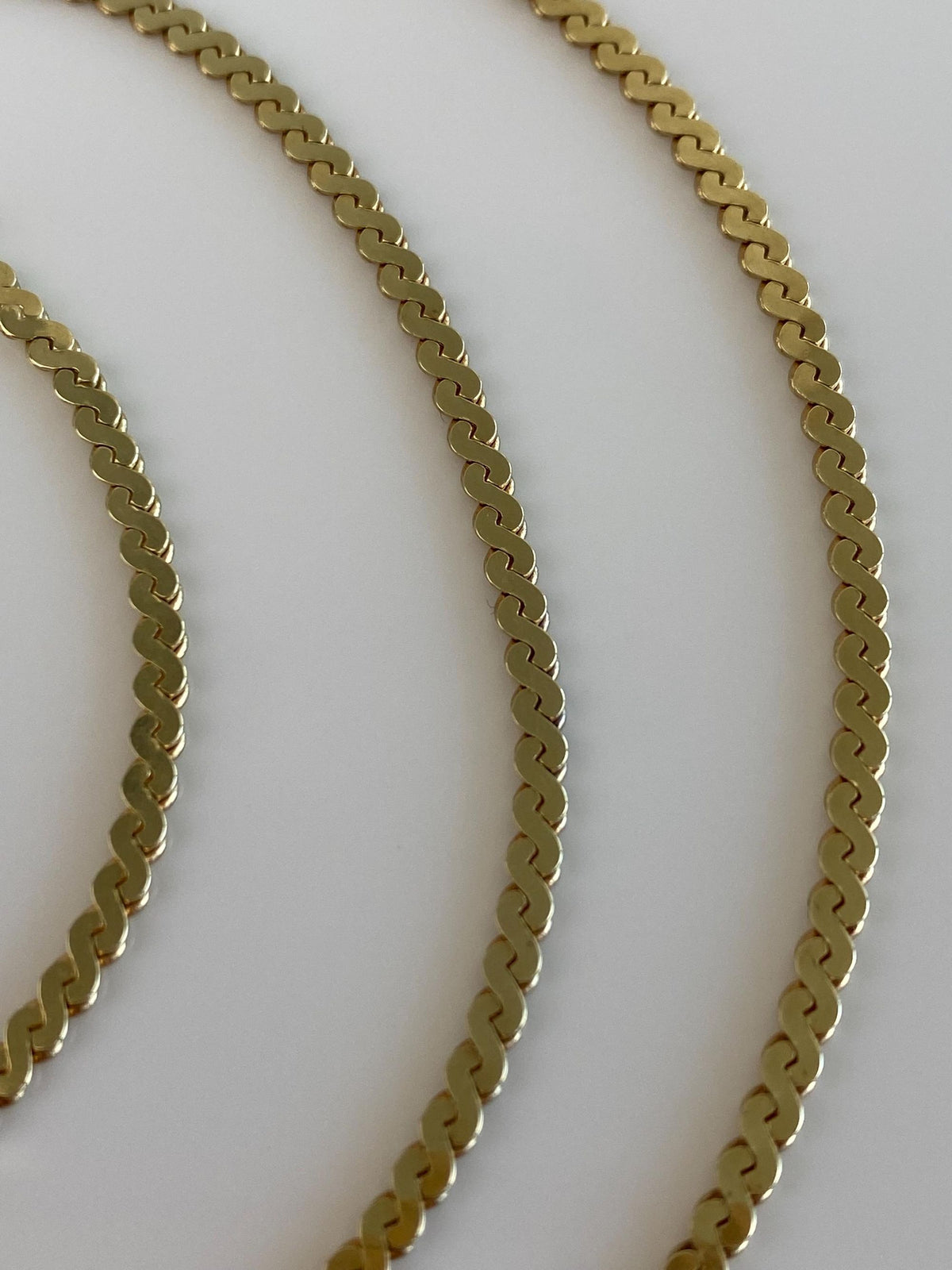 Vintage Solid 14k Yellow Gold Chunky Serpentine Chain Necklace - 20.25 inches