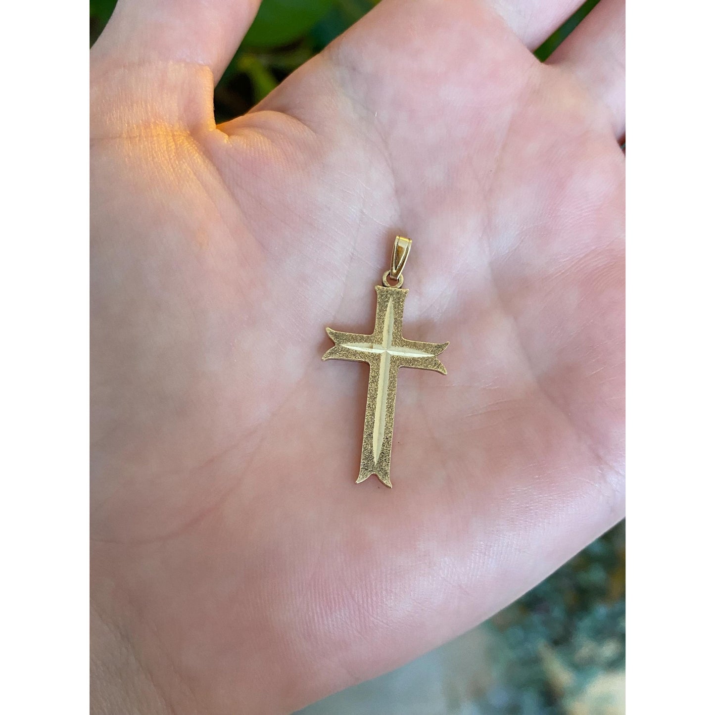 Vintage Solid 9k Yellow Gold Textured Cross Charm