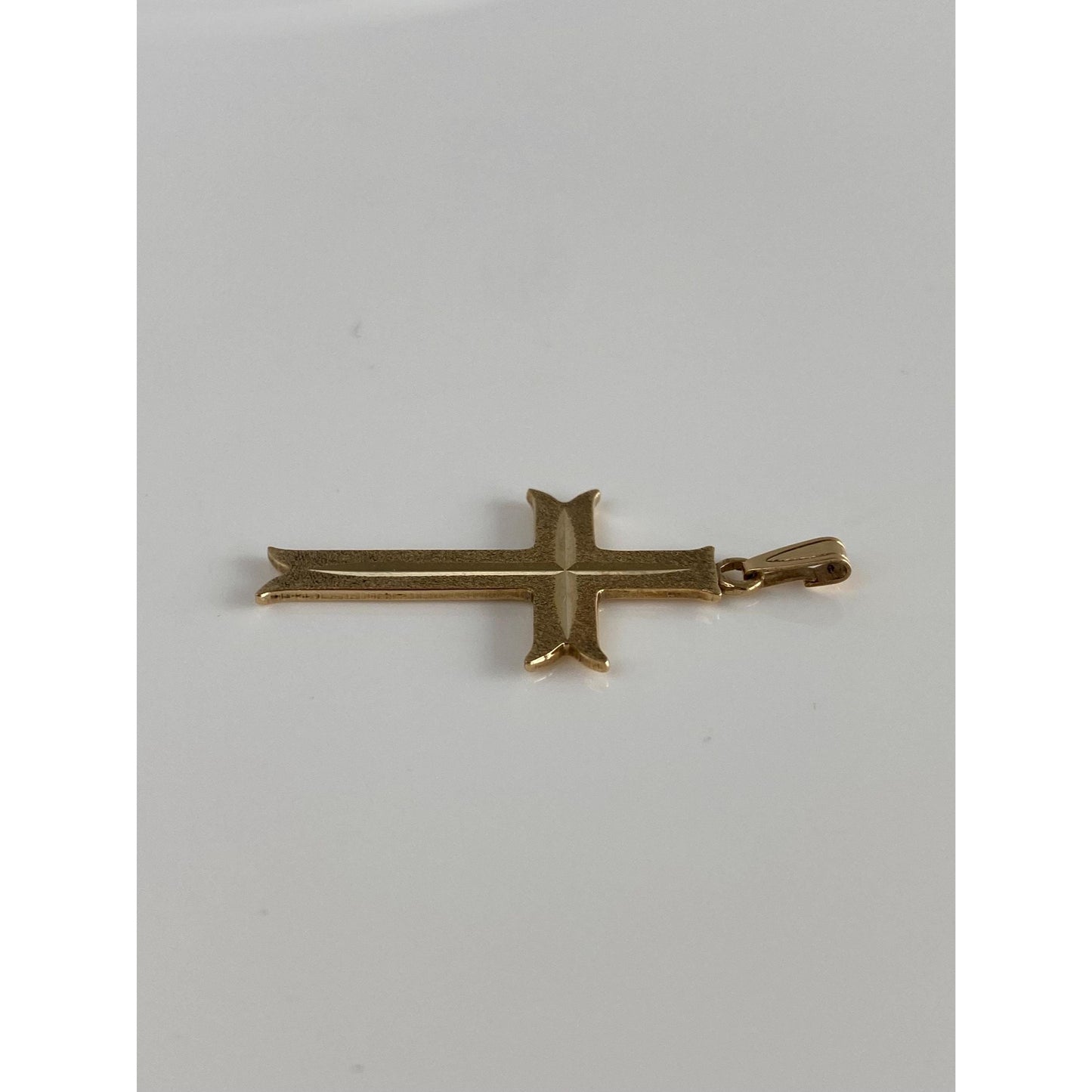 Vintage Solid 9k Yellow Gold Textured Cross Charm