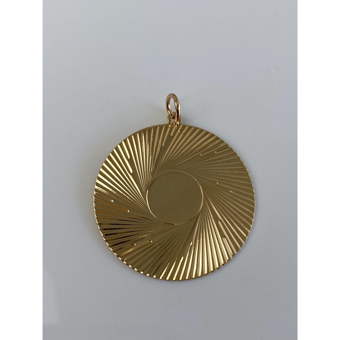 Vintage Solid 14k Yellow Gold Extra Large Engine Turned Charm