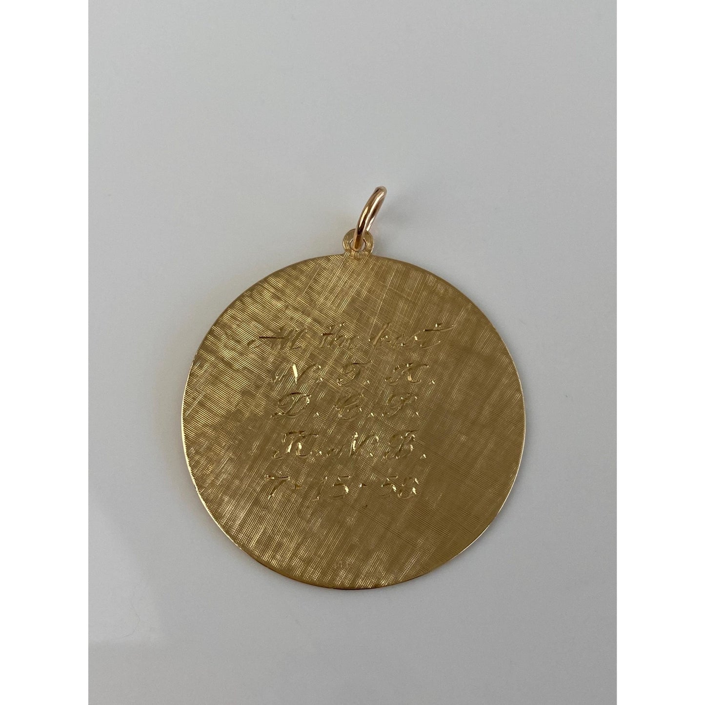 Vintage Solid 14k Yellow Gold Extra Large Engine Turned Charm