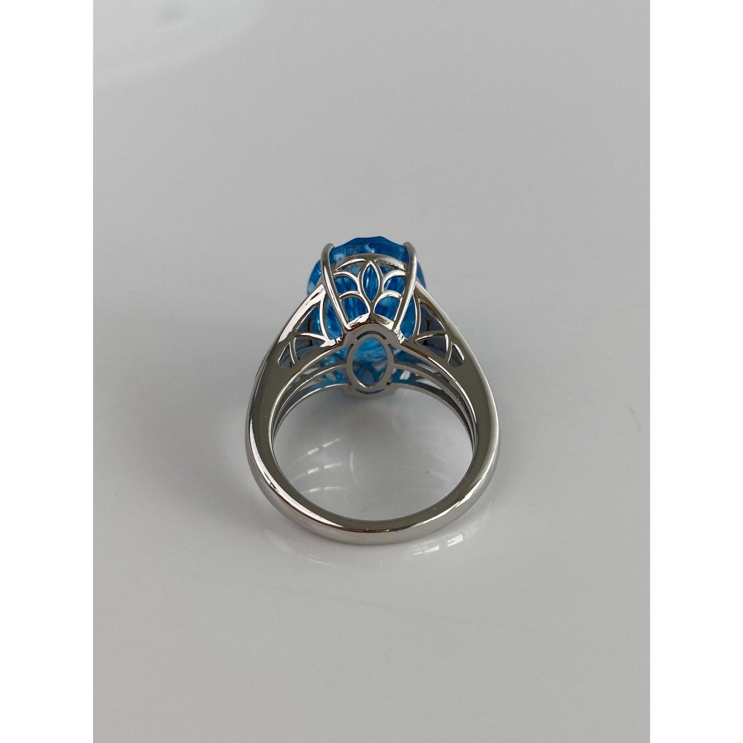 Vintage Solid 14k White Gold Diamond Fancy Cut Topaz Ring - Size 6.75