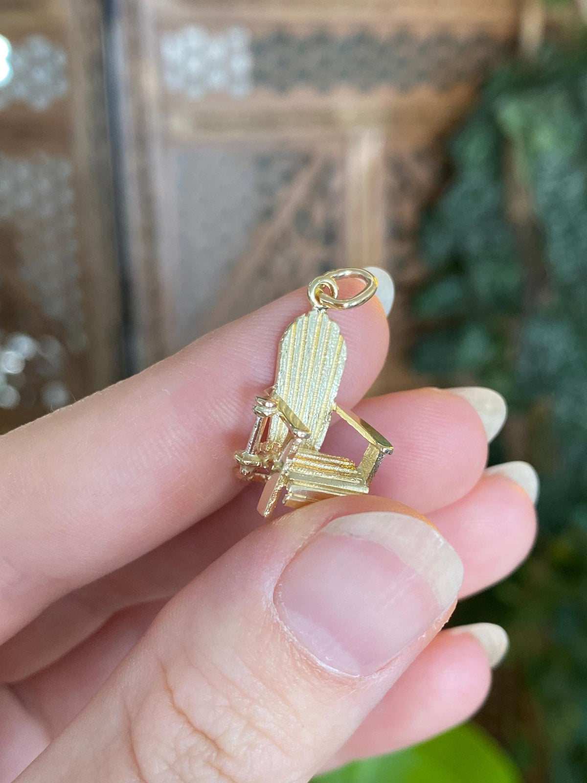 Vintage Solid 14k Yellow Gold Wooden Chair Charm